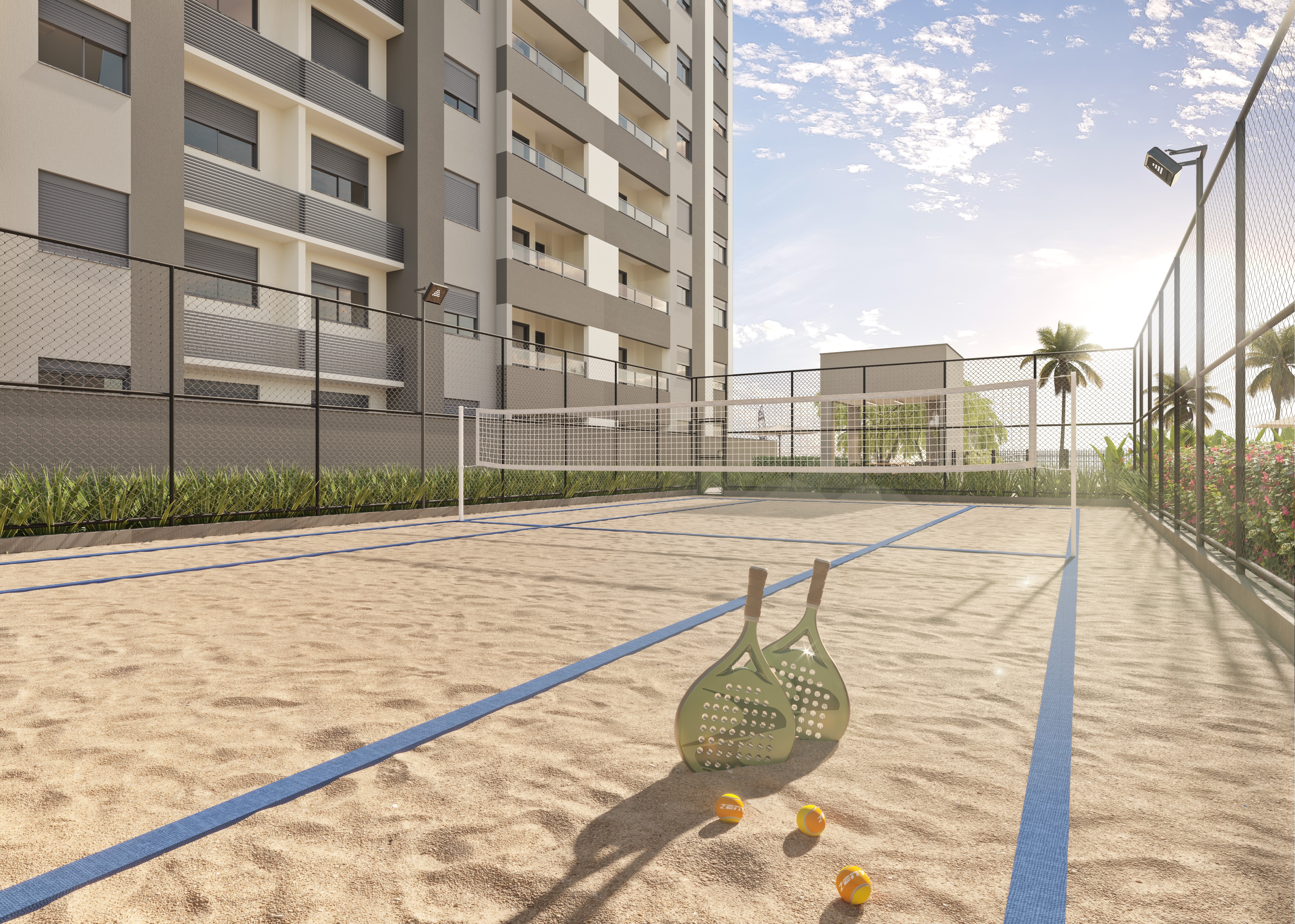 Curved modern skyscraper against a clear blue sky.