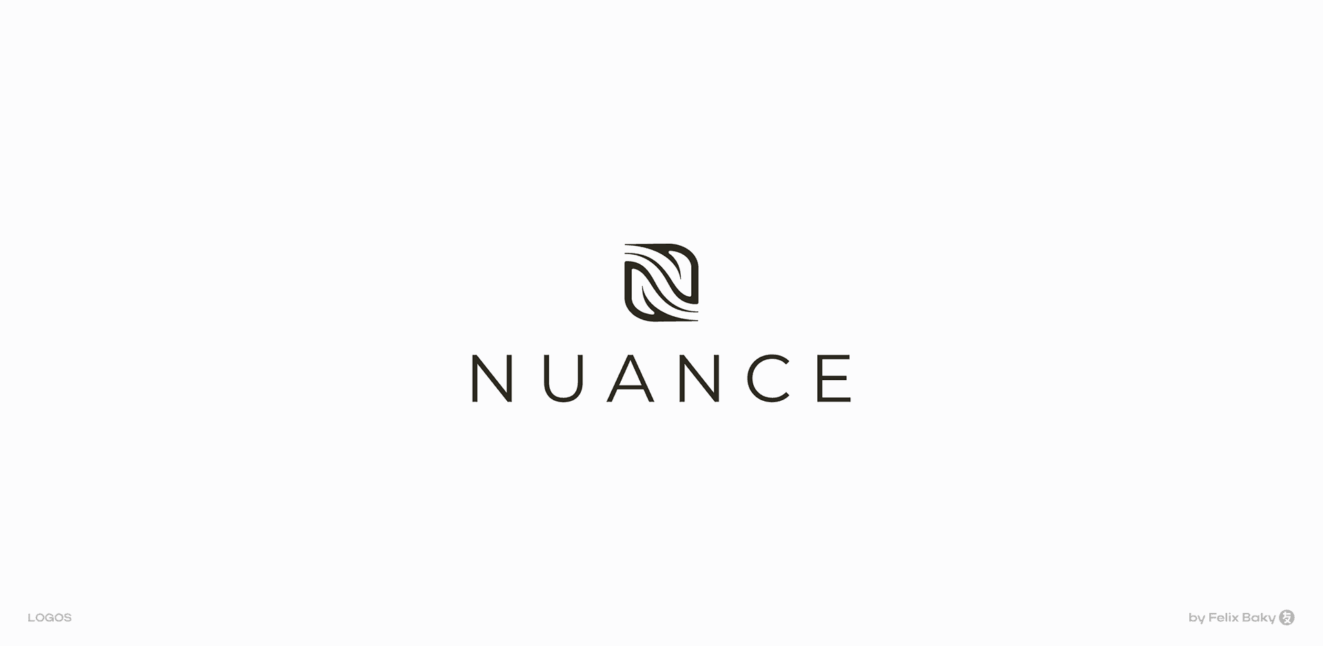 Nuance logo design with an outlined geometric N monogram above a widely spaced uppercase wordmark on white.