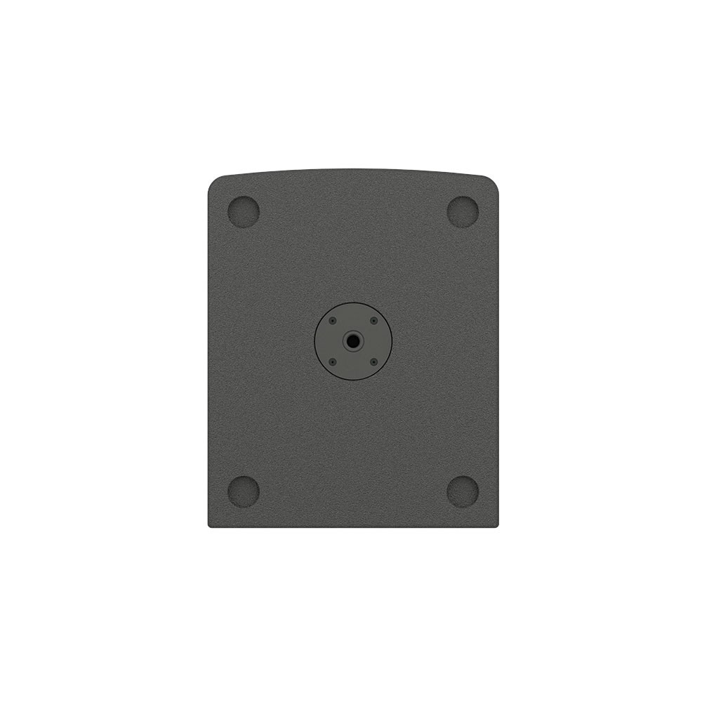 Speaker cabinet bottom view with four feet and central mounting point
