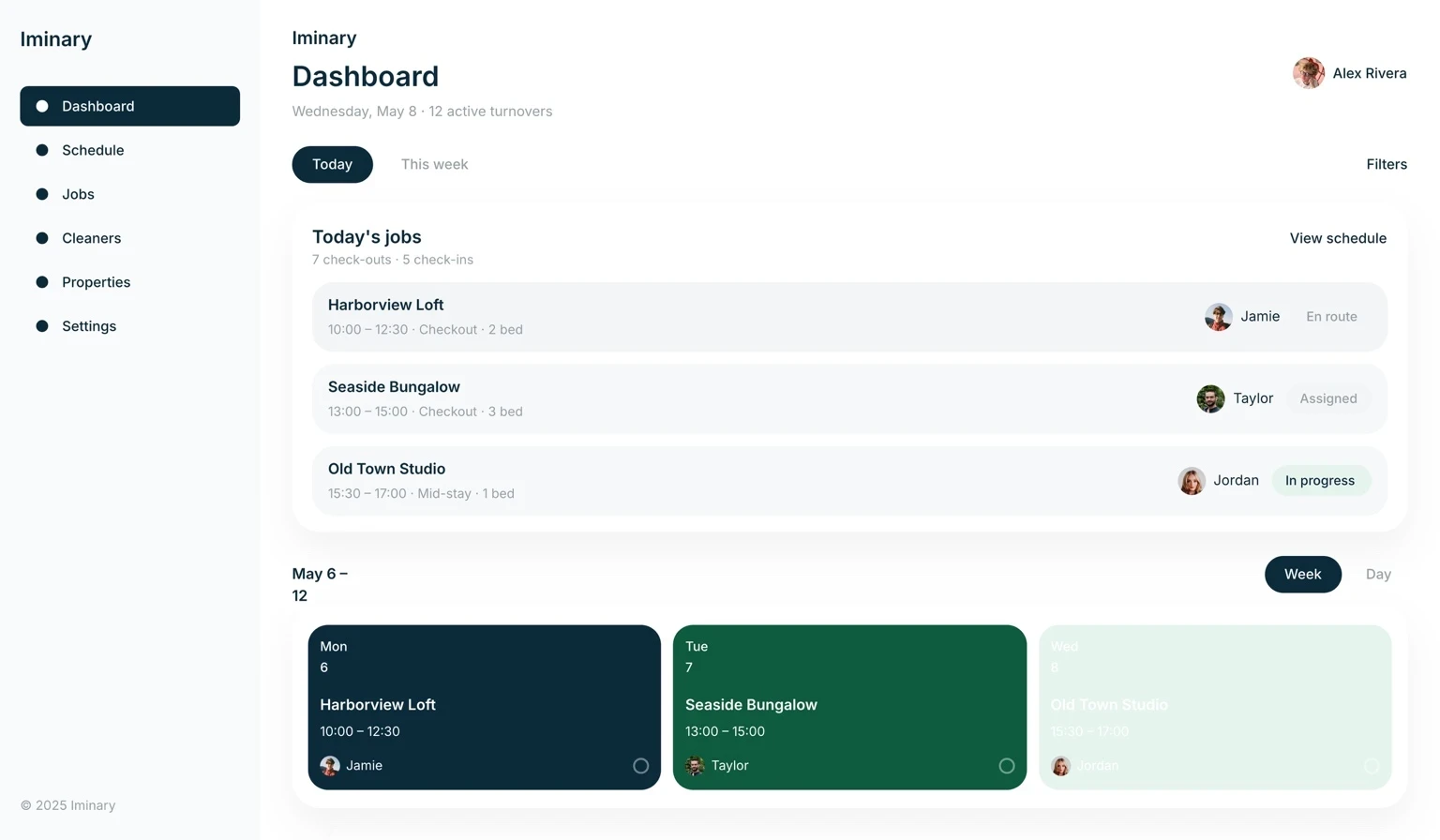 An image of Iminary dashboard