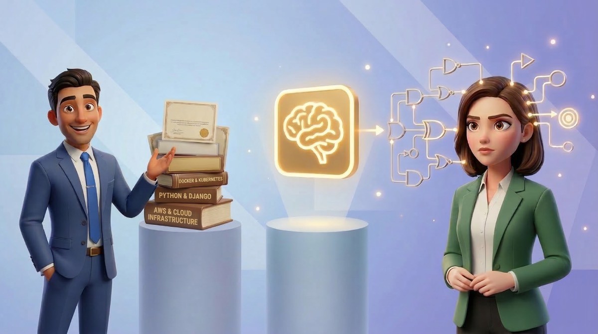 A Zinterview.ai banner illustrating the shift from skill-based hiring to evaluating candidate thinking