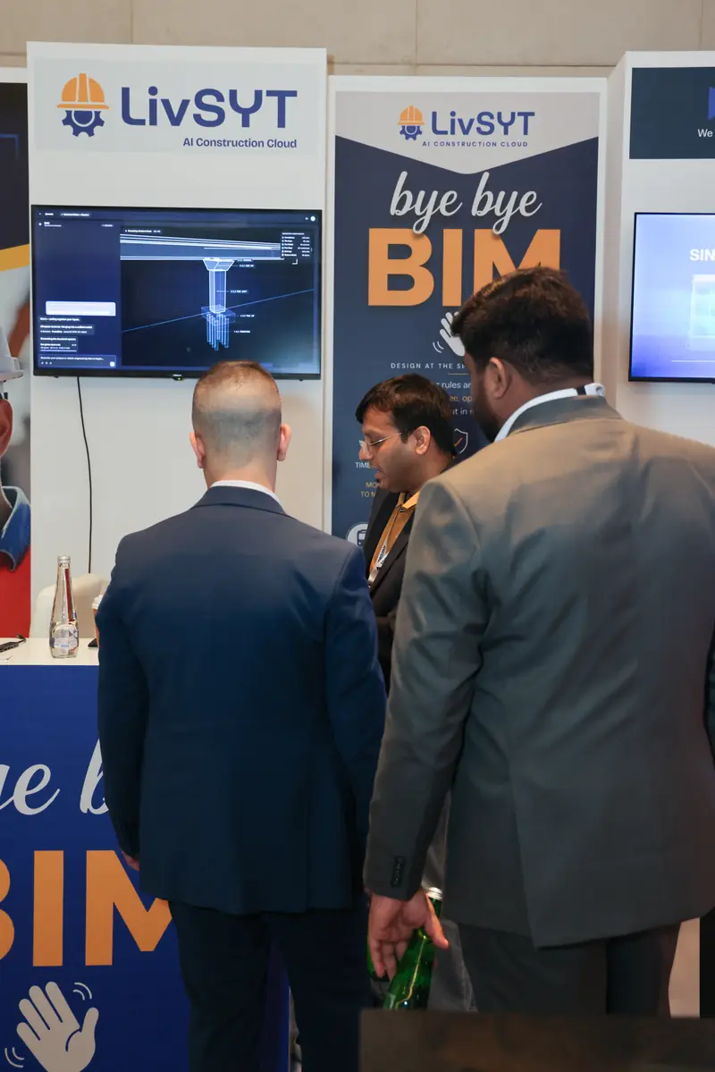 Visitors watch a pier design demo at the LivSYT stand