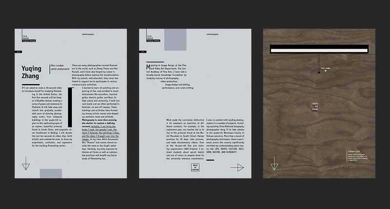 three part poster with grey and black