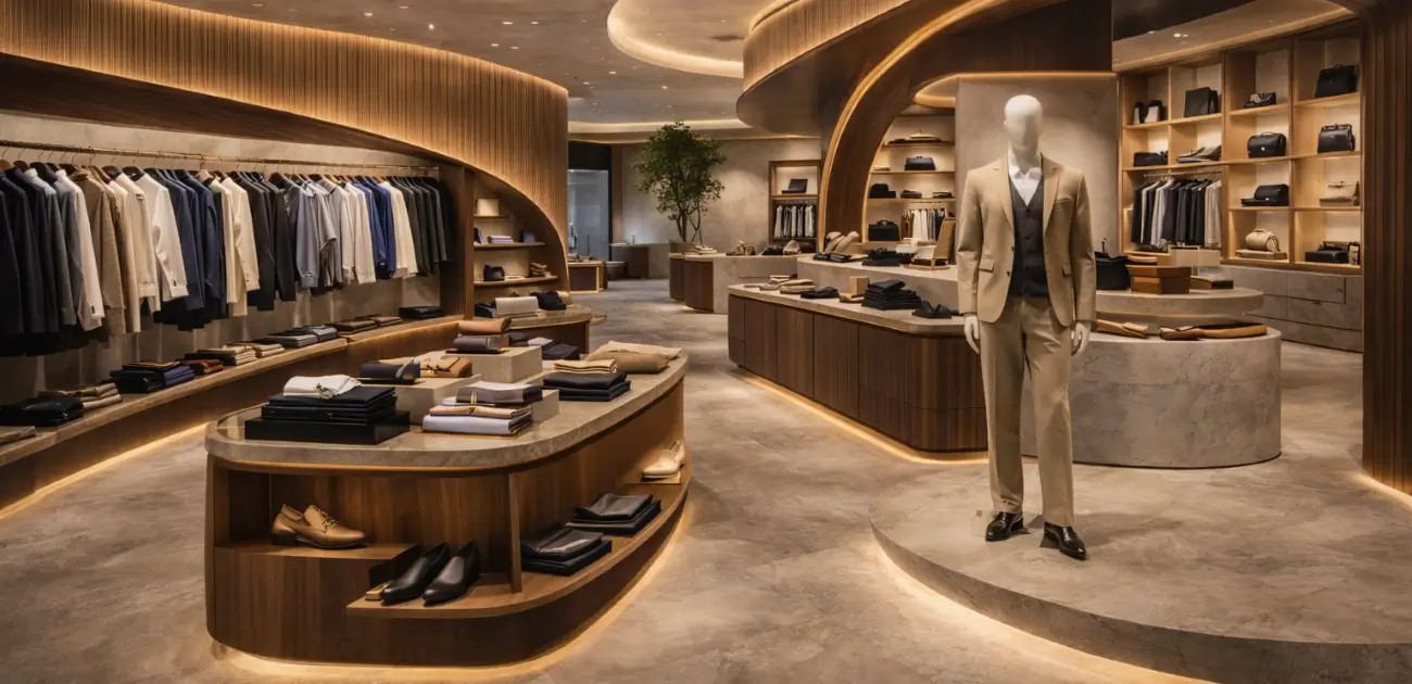 Αρχιτεκτονική ανακαίνιση σύγχρονου concept store λιανικής με οργανικές καμπύλες, φυσικά υλικά και φωτισμό που αναδεικνύει την εμπειρία αγορών και την εμπορική ταυτότητα.