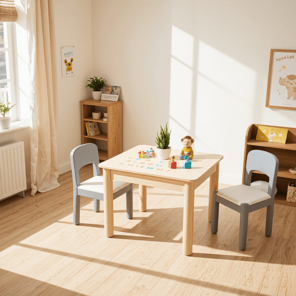 product photography of children's table and chair set