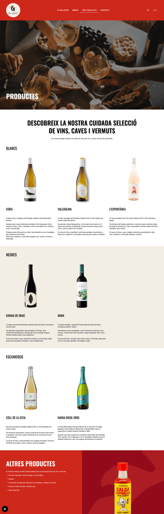 Can Gallet - Web deisgn - Productes page