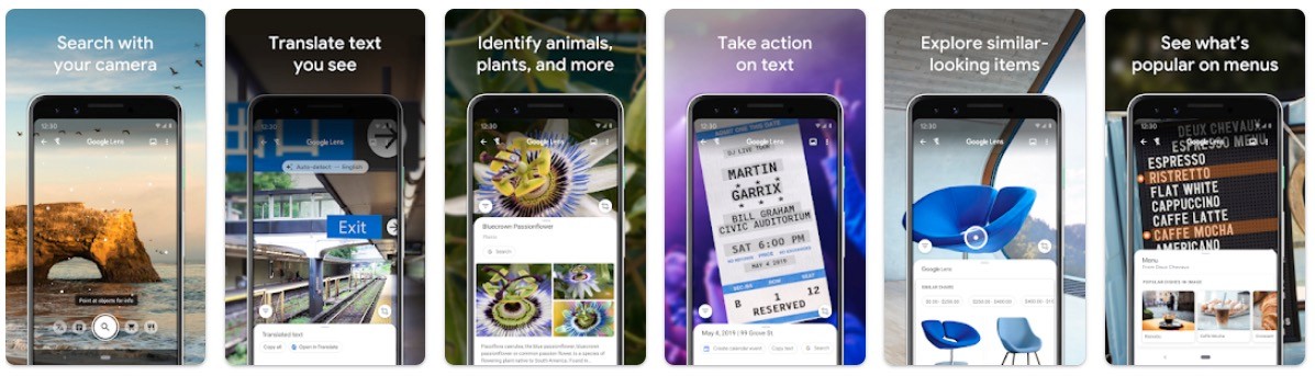 Screenshot der App Google Lens
