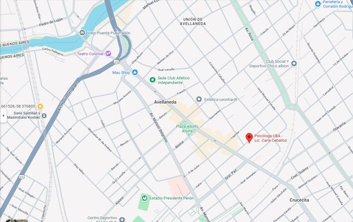 mapa del consultorio donde la lic en psicologia carla ceballoz brinda brinda terapia psicoanalitica de manera presencial