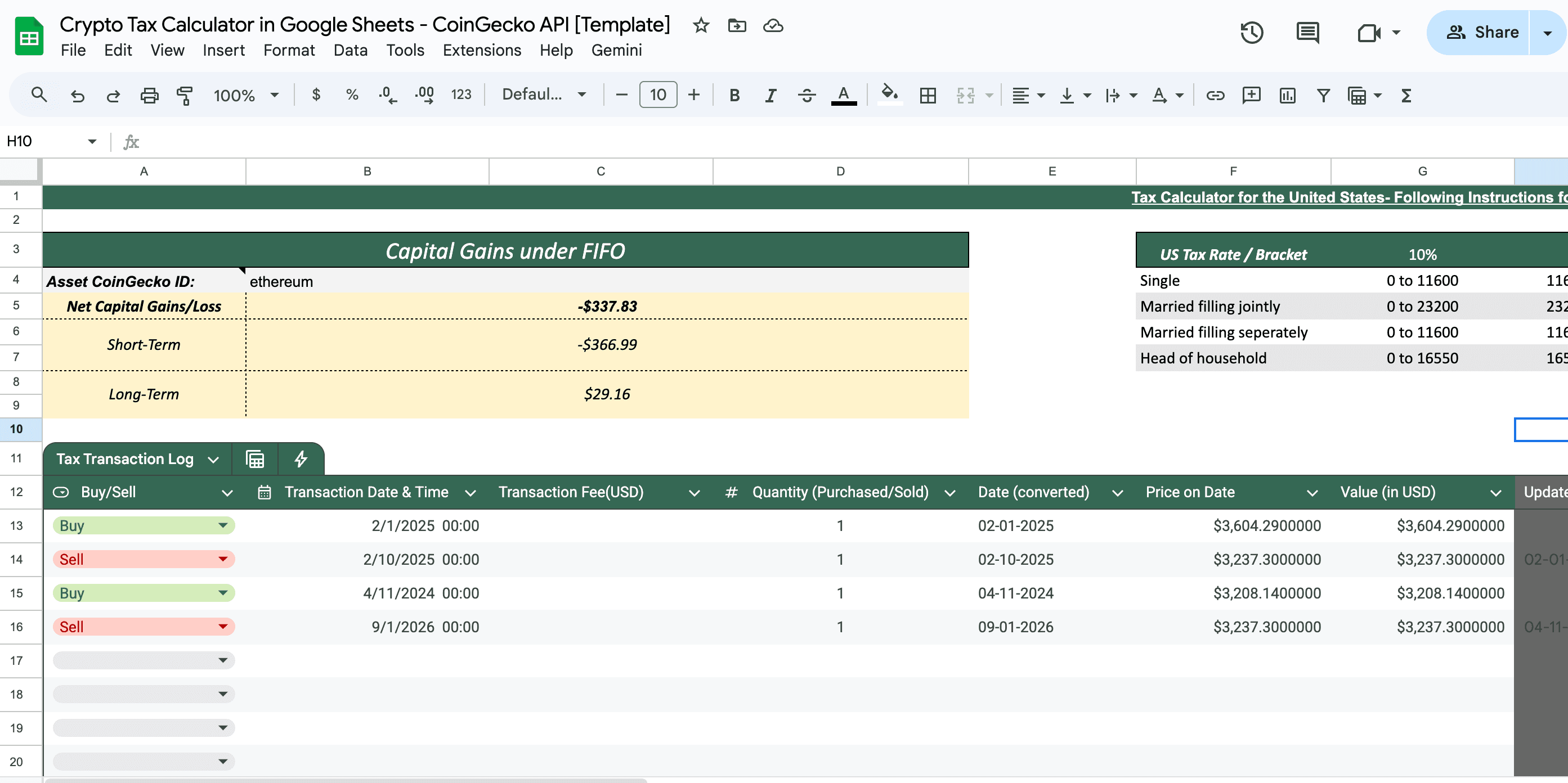 Crypto Spreadsheet Templates for Google Sheets & Excel | CoinGecko API