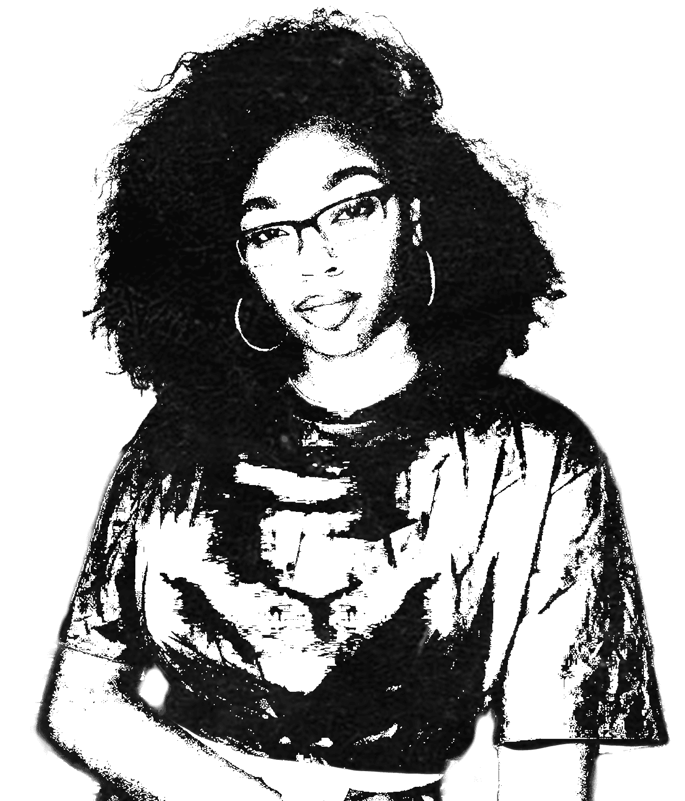 woman with glasses and curly hair