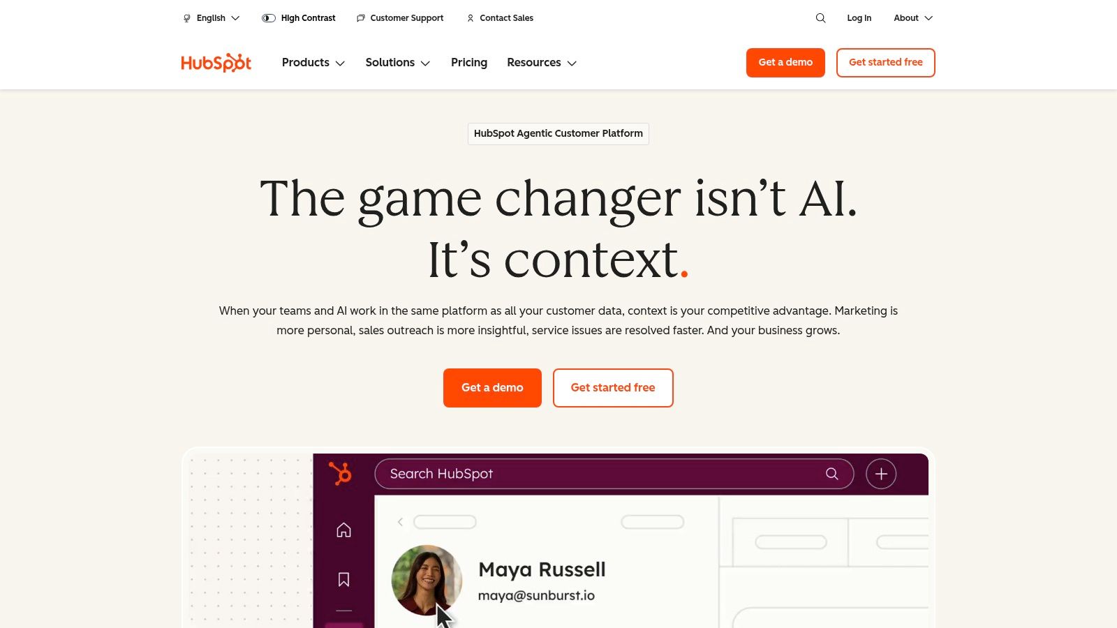 HubSpot CRM (Sales Hub + “Smart CRM”)