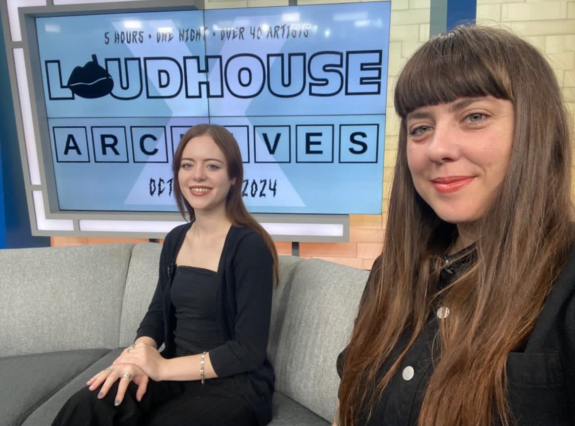 ARCHIVES and LoudHouse coordinators Emma Sonnier and Greta Gertsner at KLFY interviewing about their upcoming exhibtion