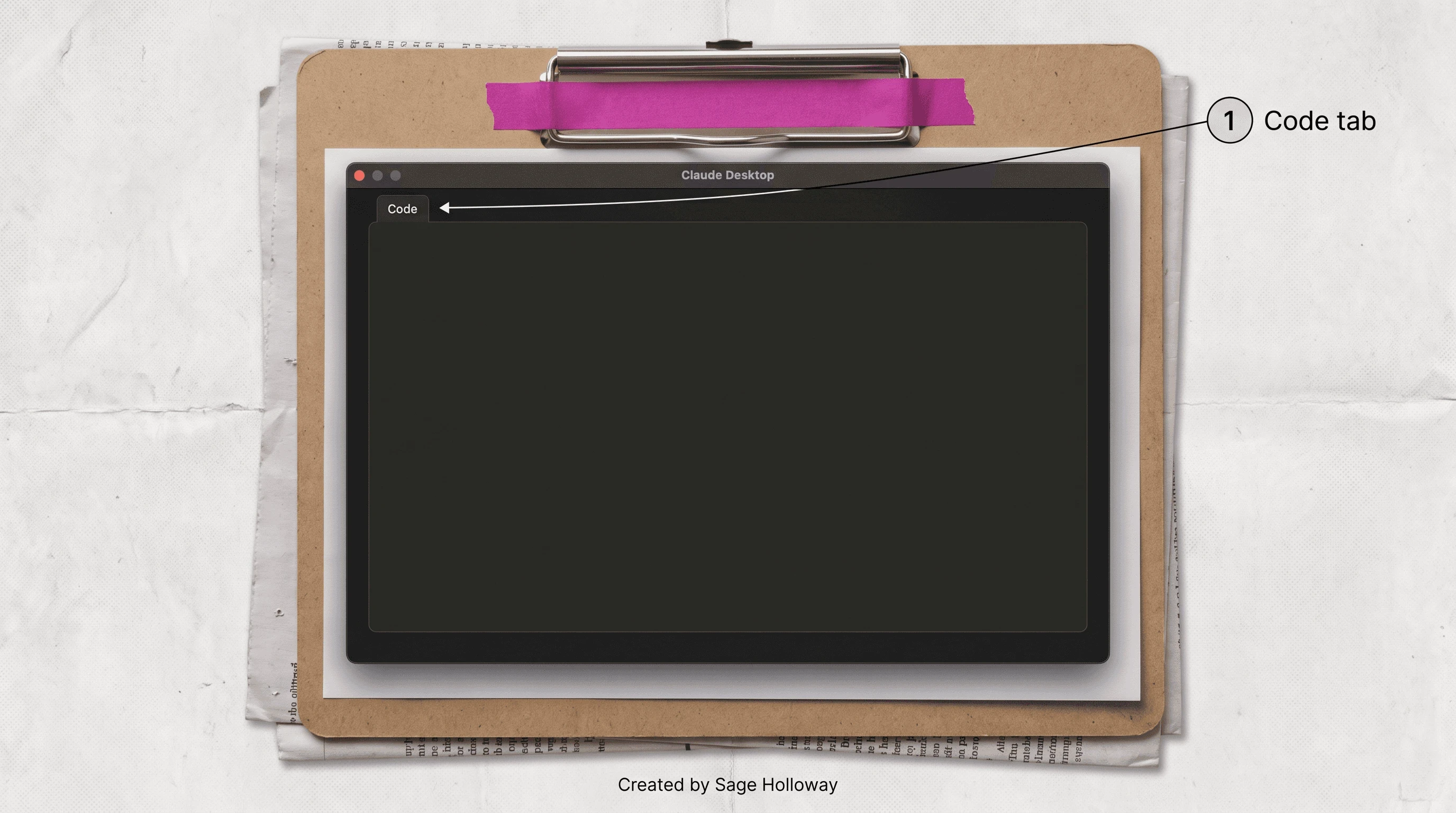 Claude Desktop with the Code tab selected for Claude Code for marketing