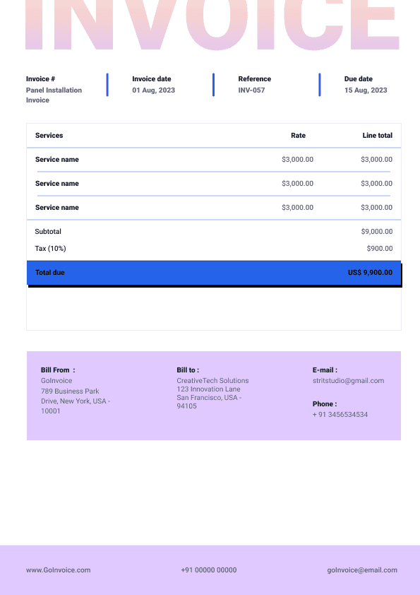 Hardscape Installation Invoice