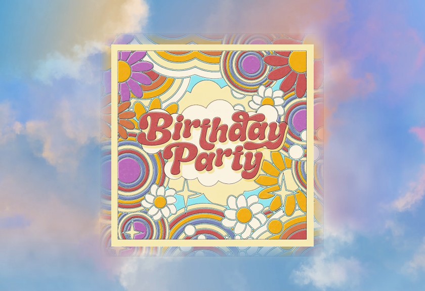 Playful, glowing digital baby shower invitation with a mint-green heart cameo design and neon accents.