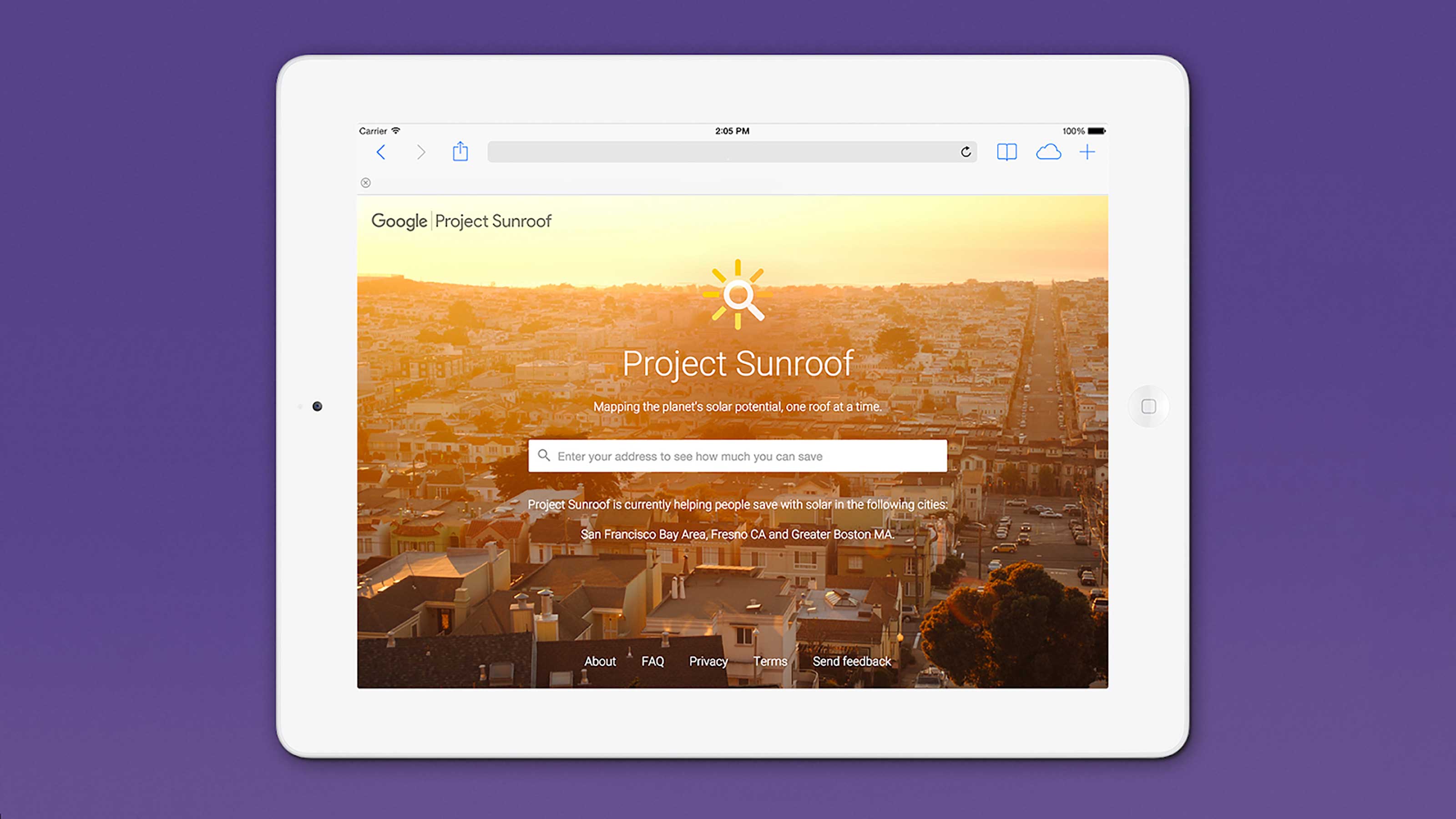 web design of a brand called sunroof