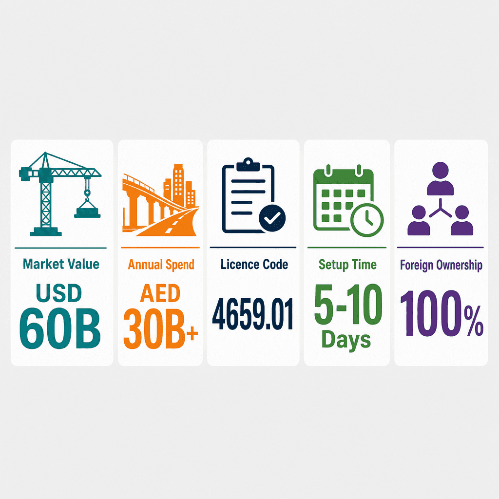 Infographic: Construction Machinery Wholesale Trading License in Dubai