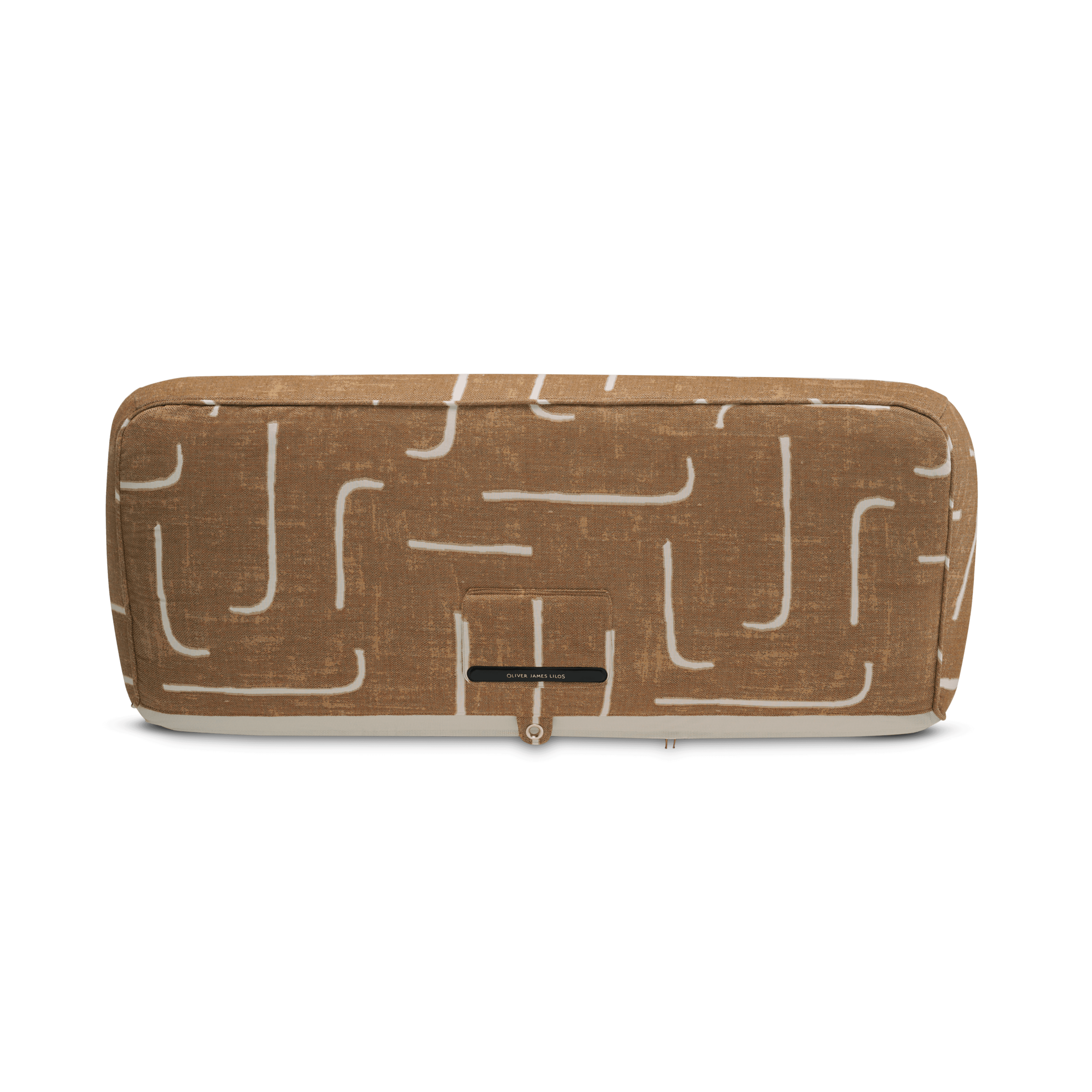 Double pool float showing gold-and-brown heavy-weave panels and beige base