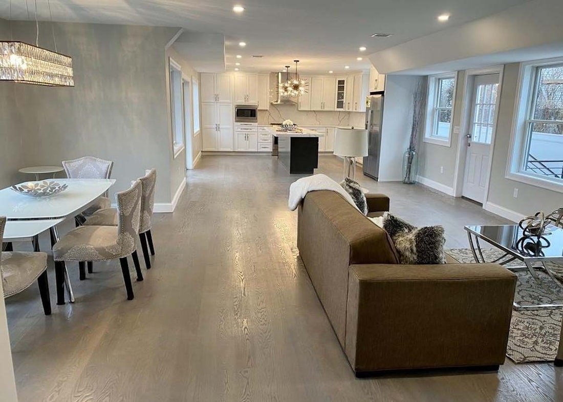 open plan kitchen dining