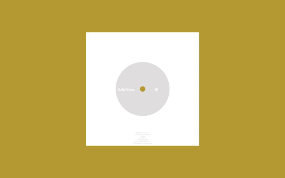 Ilustration of a vinyl record in a square white canvas against a dark yellow background.