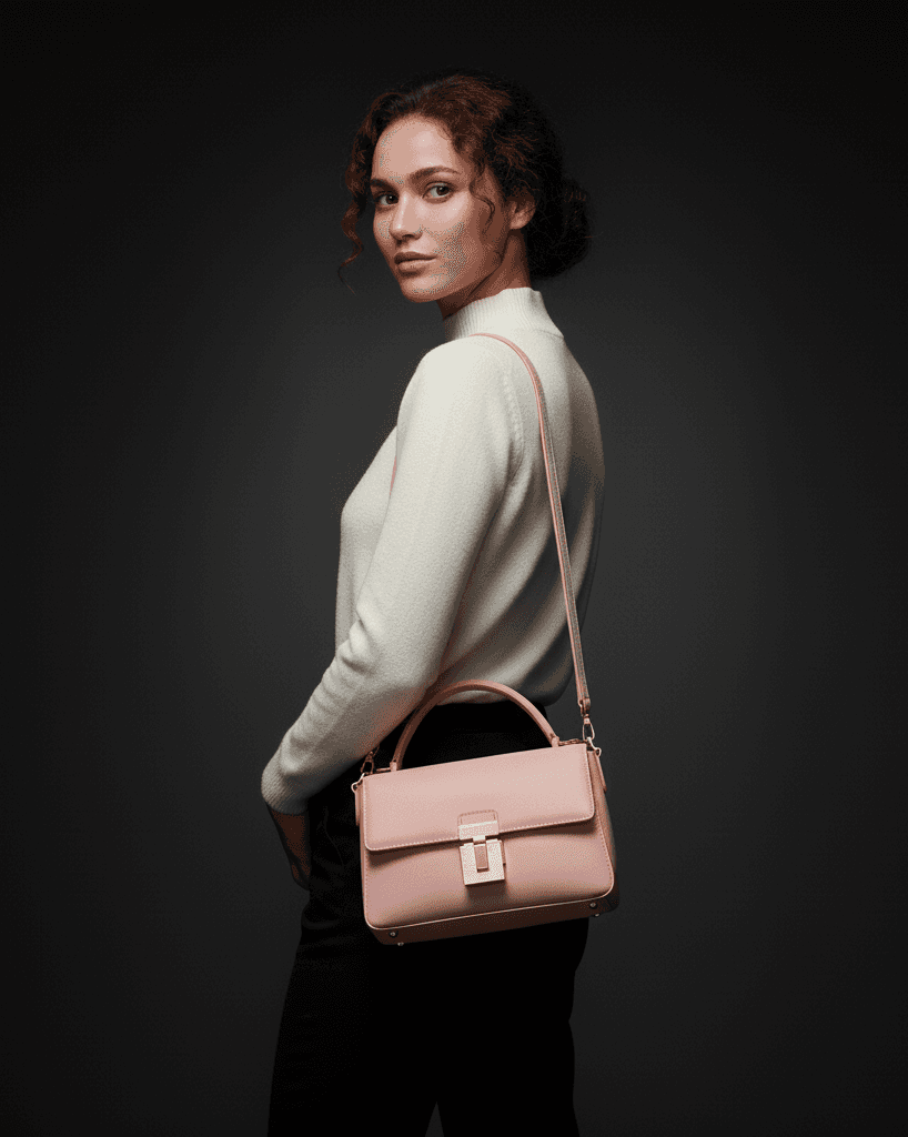 model carrying the purse