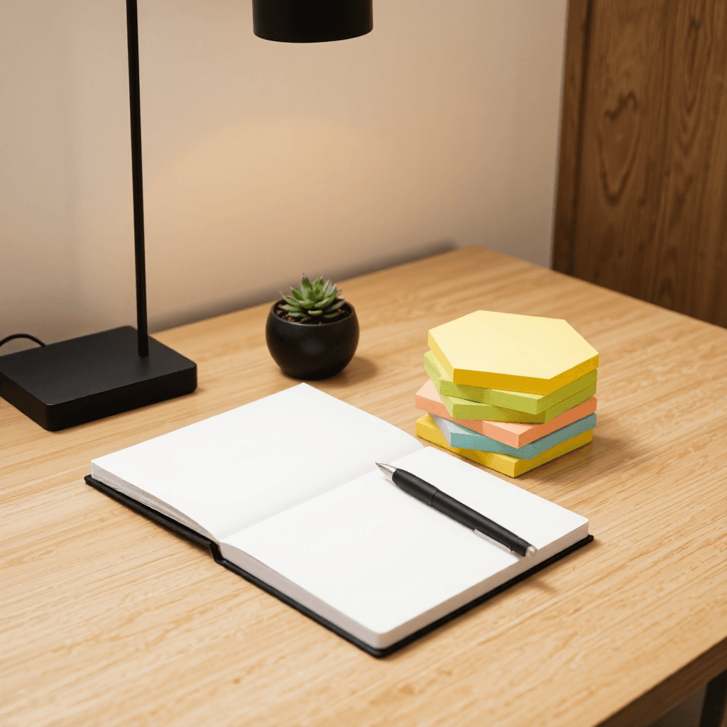 product photography of hexagonal sticky note