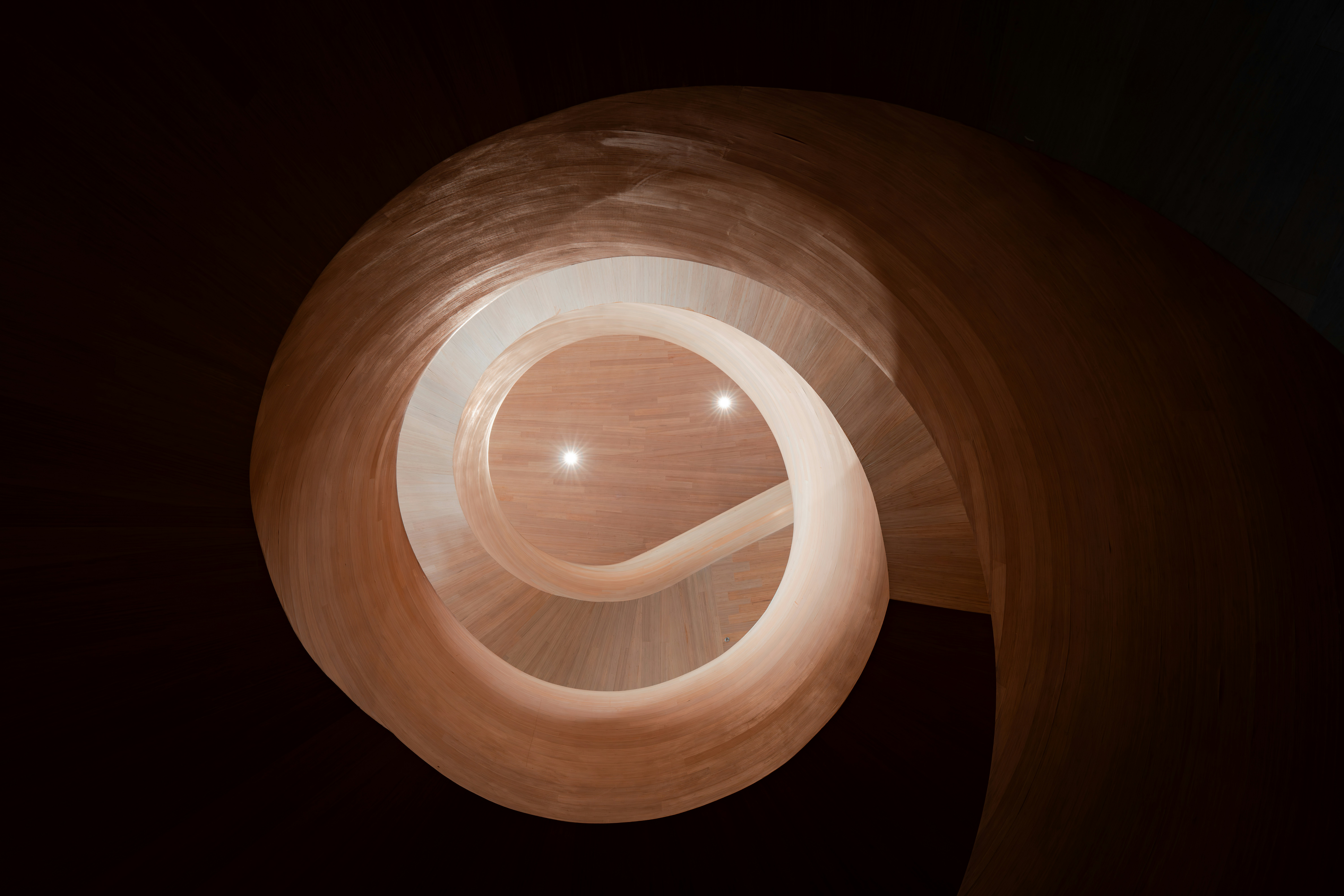 Abstract spiral with glowing lights in dark background