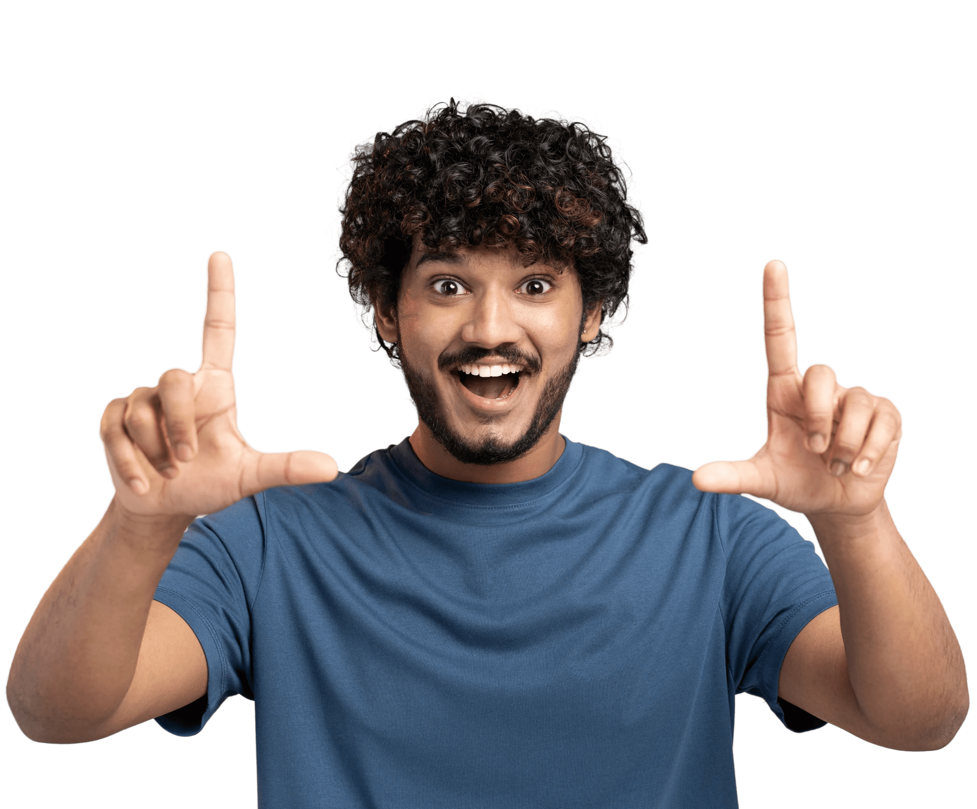 Happy Indian male with the feedback and referral points offer