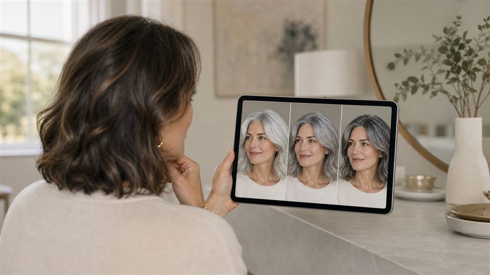 ¿Cómo me vería con el cabello canoso?