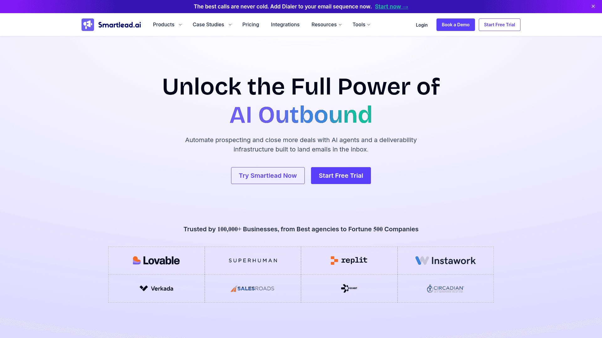 Screenshot of https://smartlead.ai