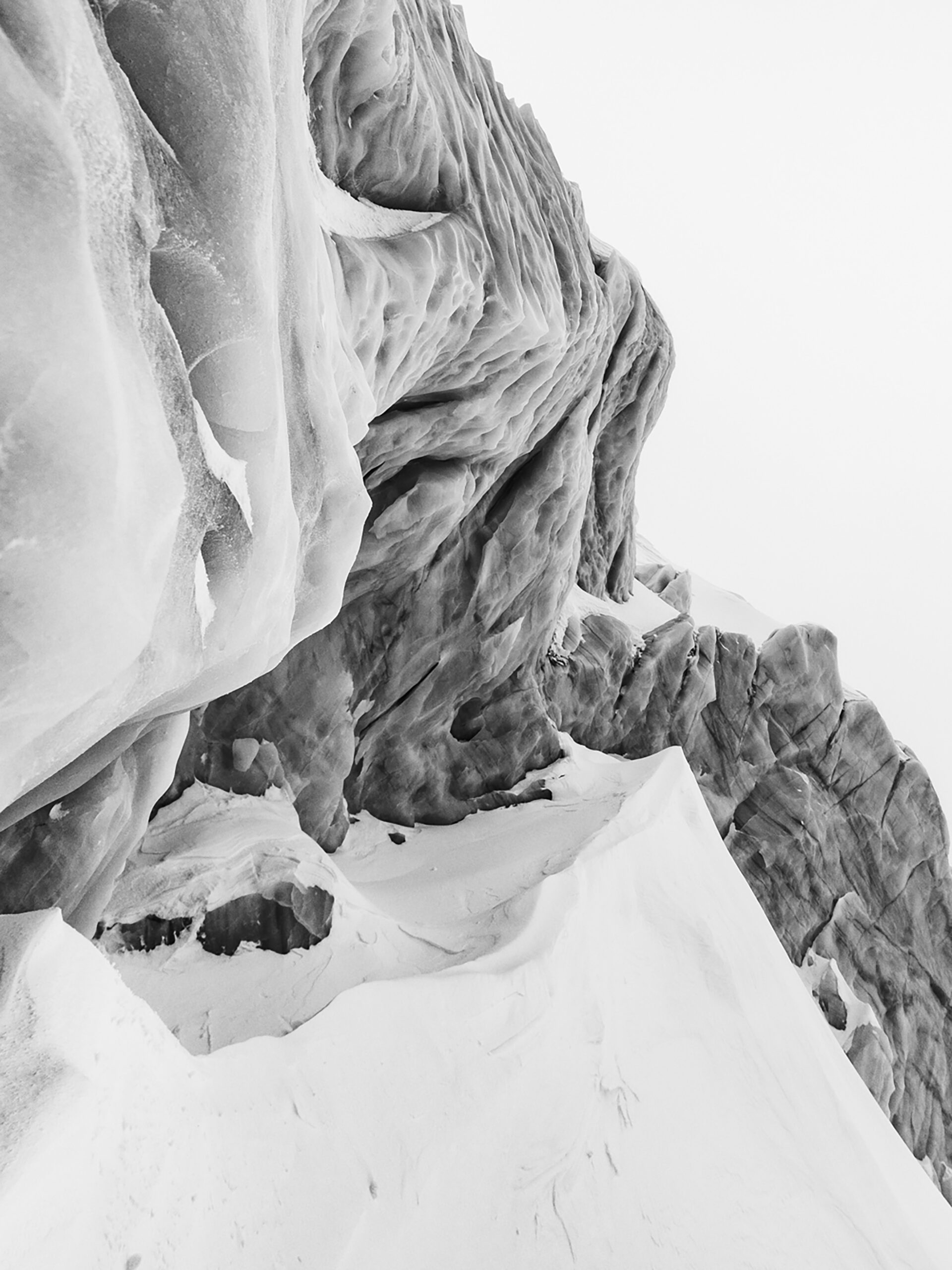 Monochrome glacier formations from the FW21 campaign