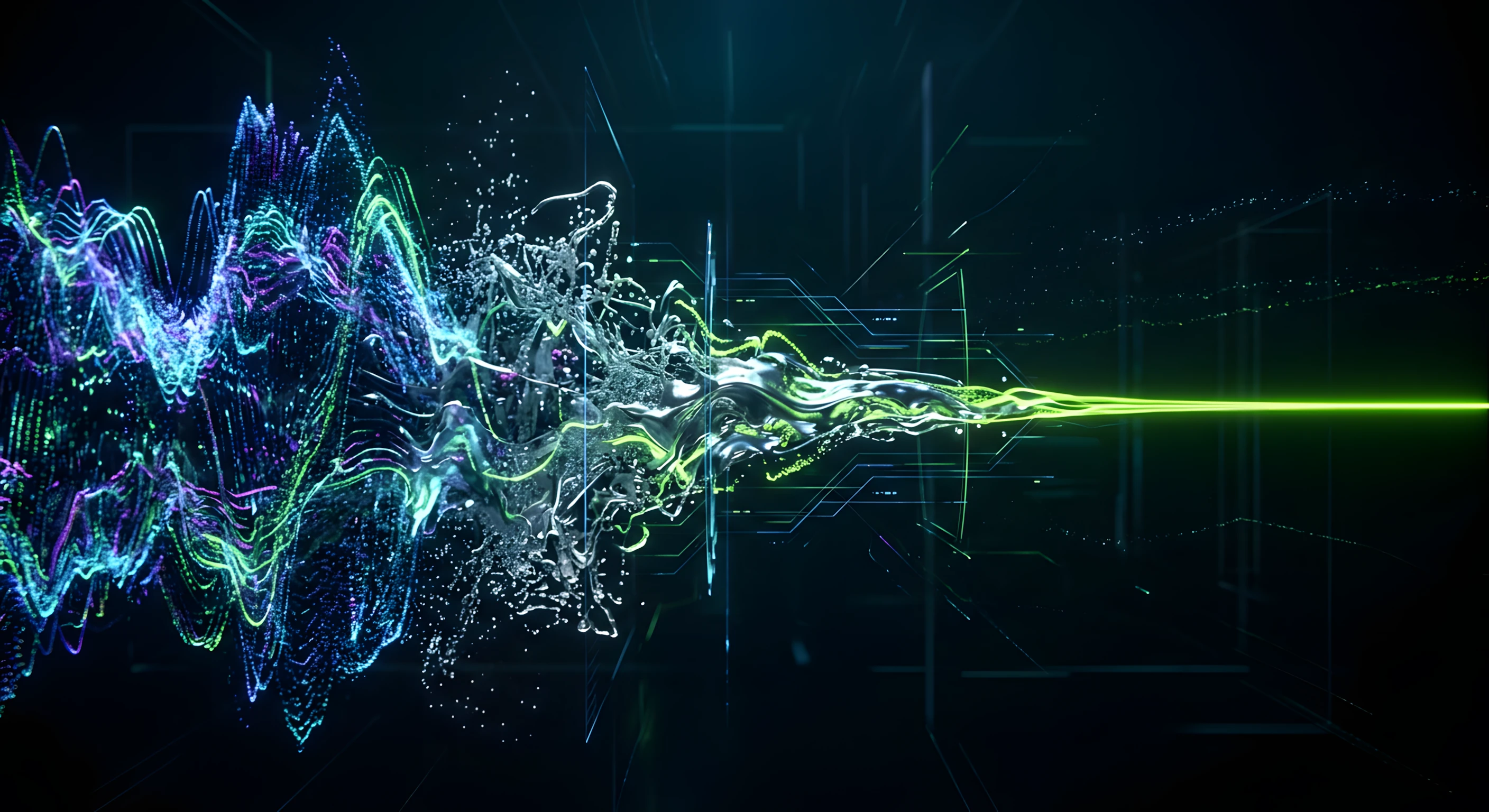 Audio compression visualization — data reduction process preserving sonic quality