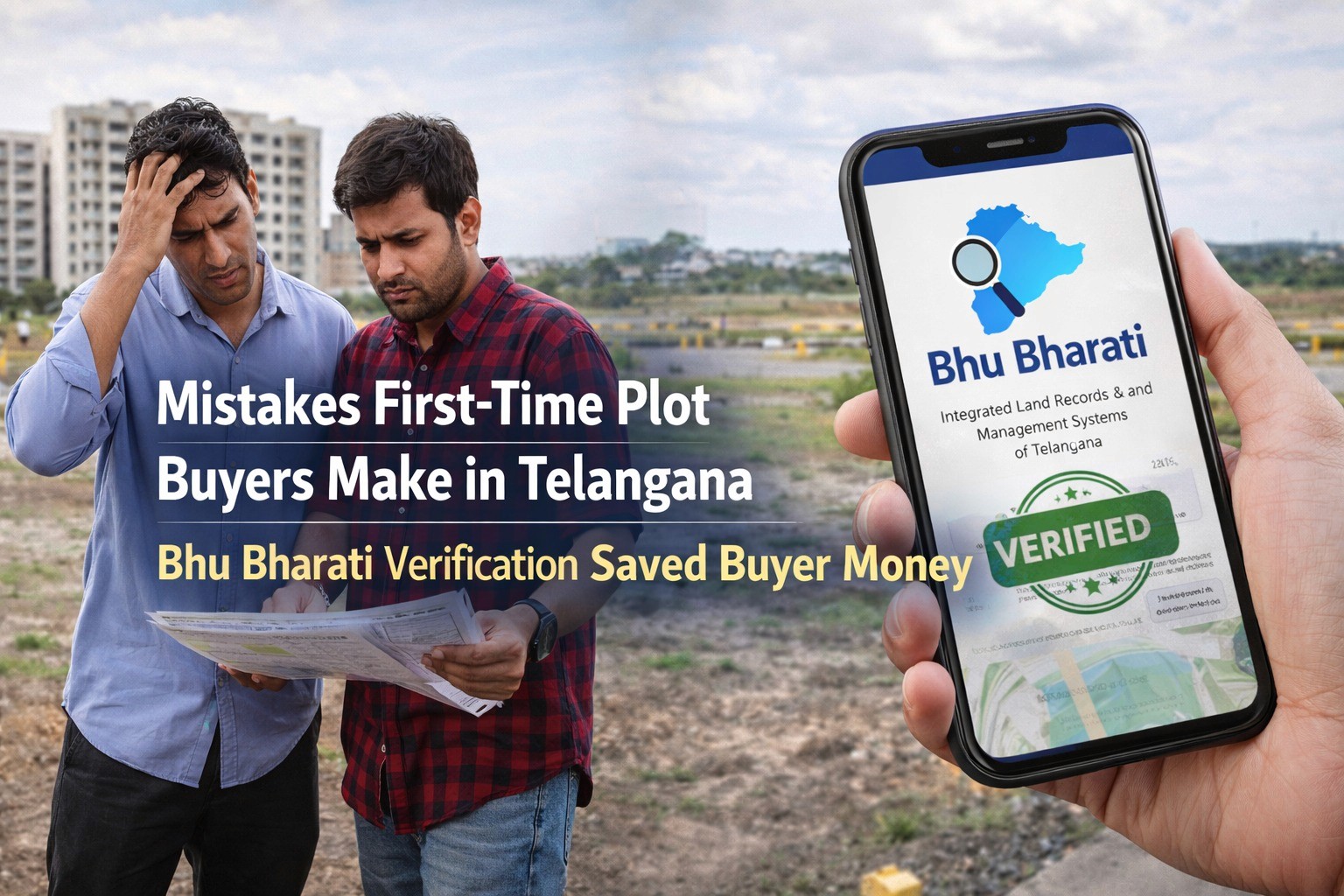 Mistakes First-Time Plot Buyers Make in Telangana Bhu Bharati Verification blog cover by Charan Group
