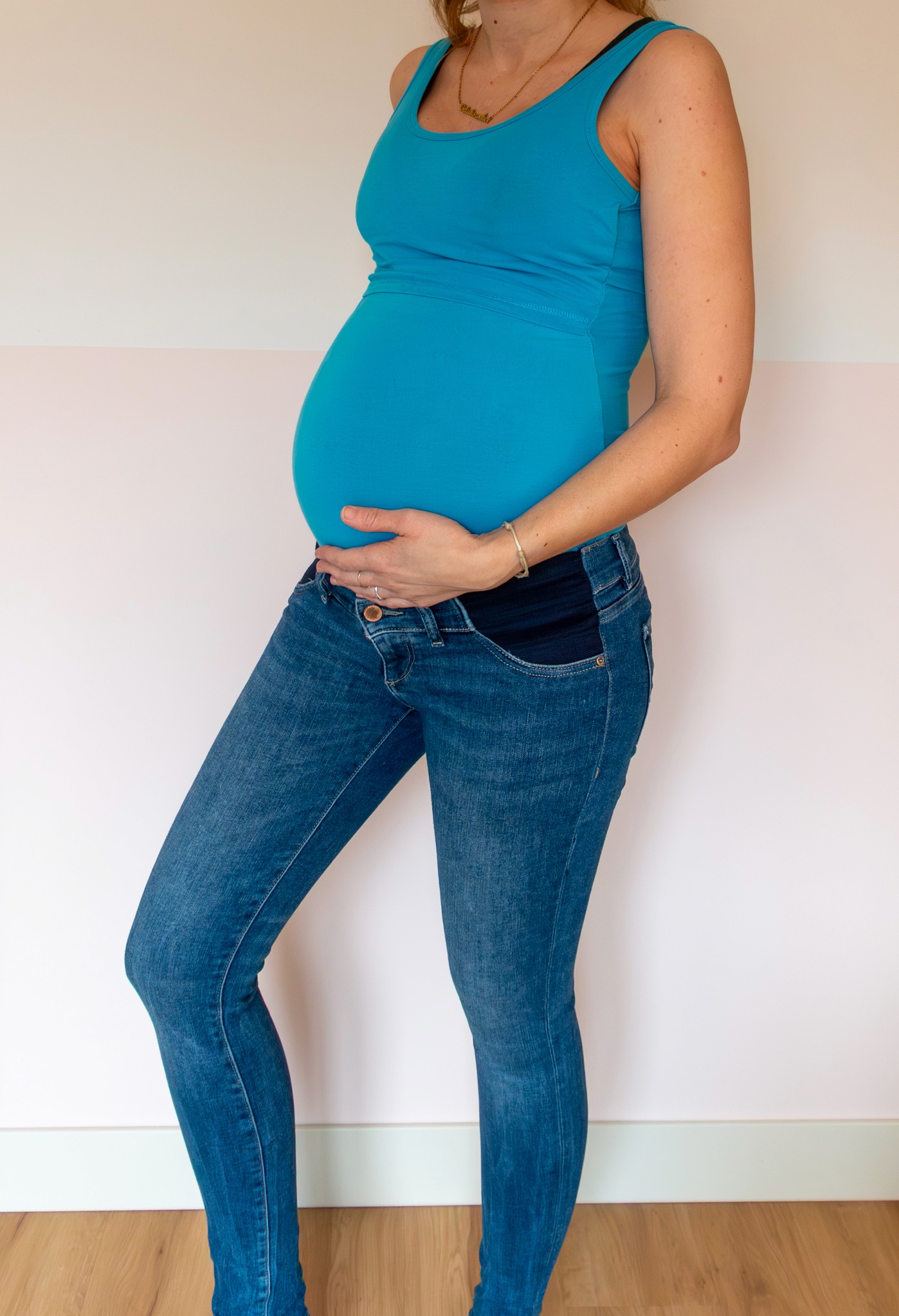 Borstvoedingstop half-zijaanzicht, lichtblauw, maat S