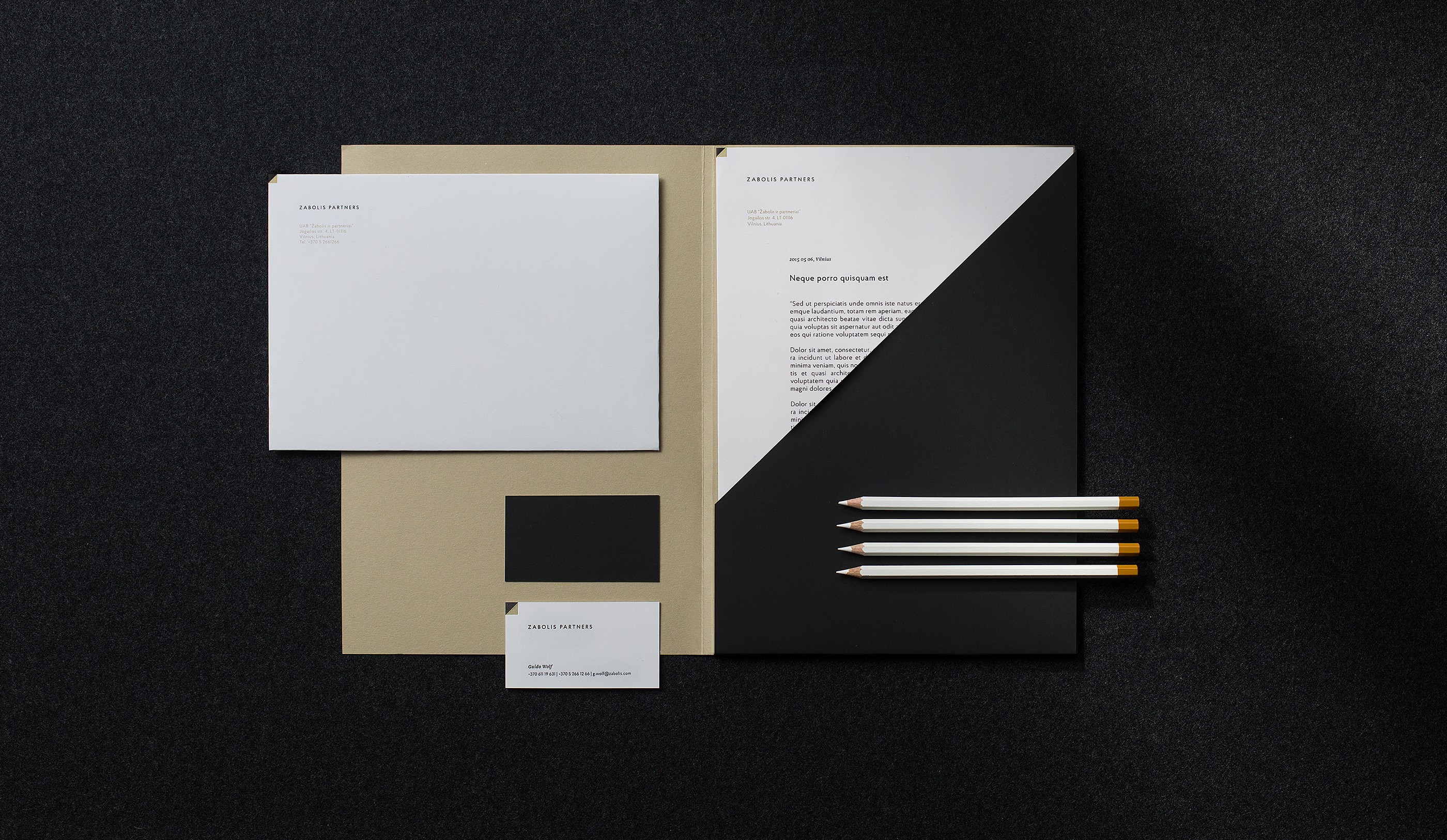 High-end corporate identity balancing minimalism and function