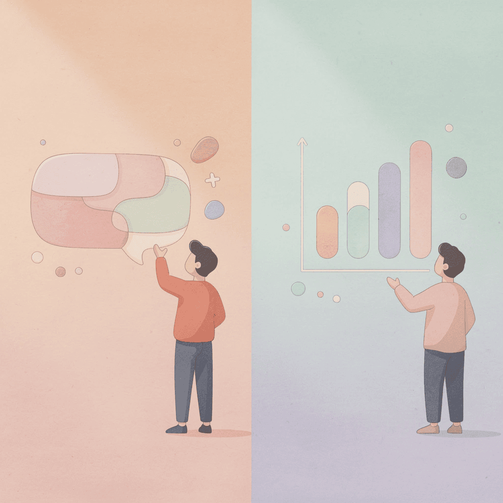 Split scene comparing traditional and modern college counseling approaches