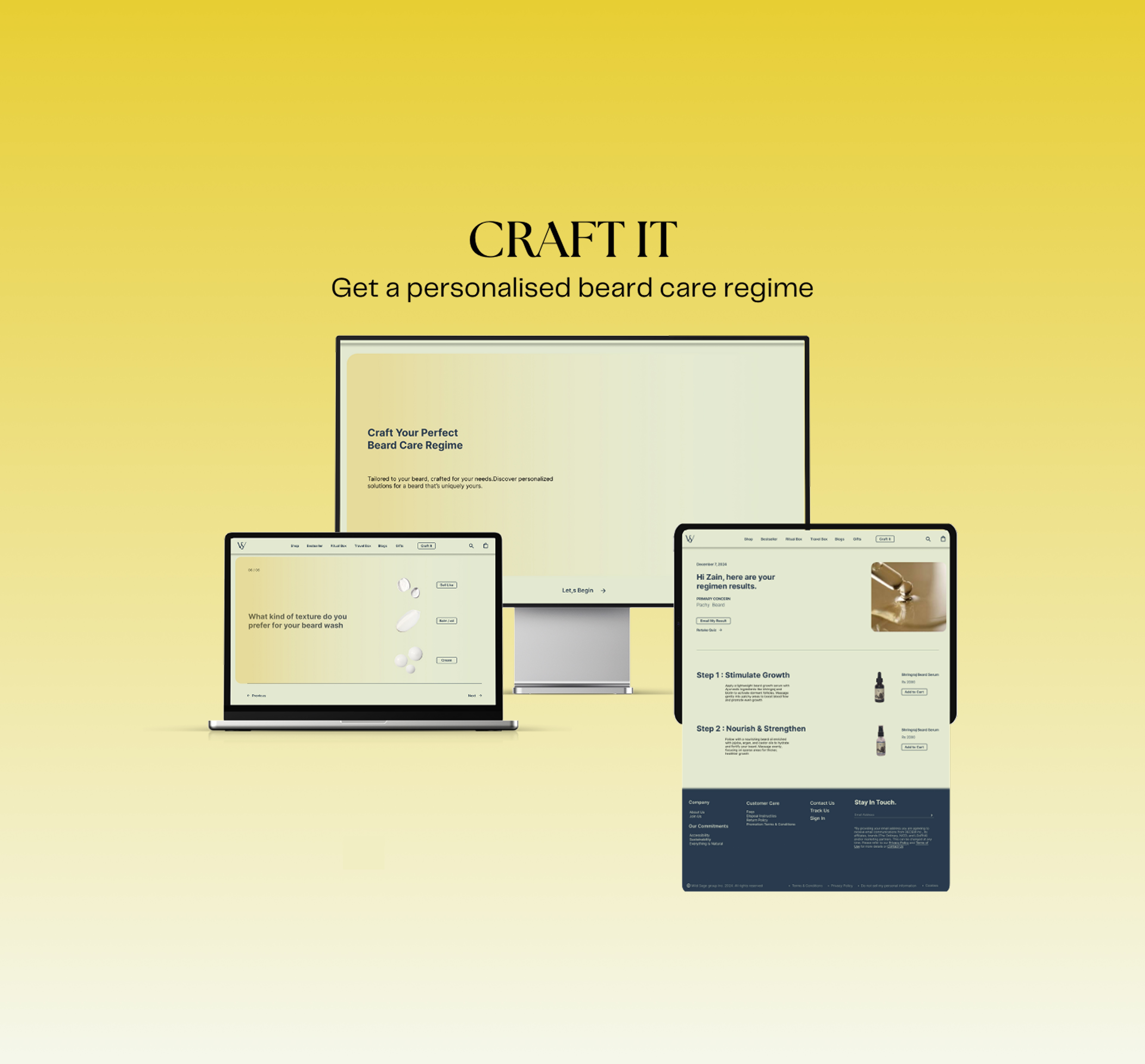 animated website build your custom beard care regime page design