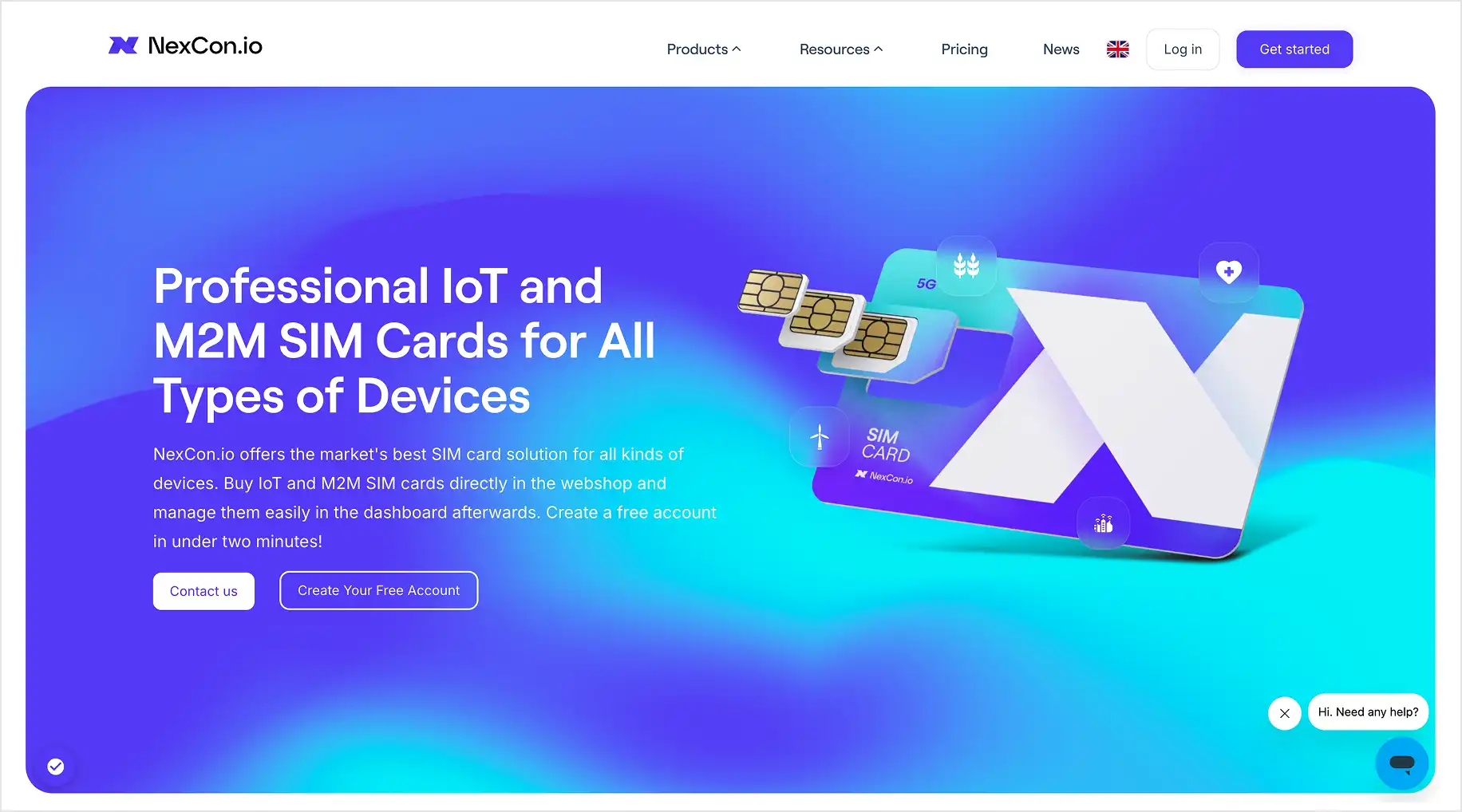 Visning af NexCon.io hero design