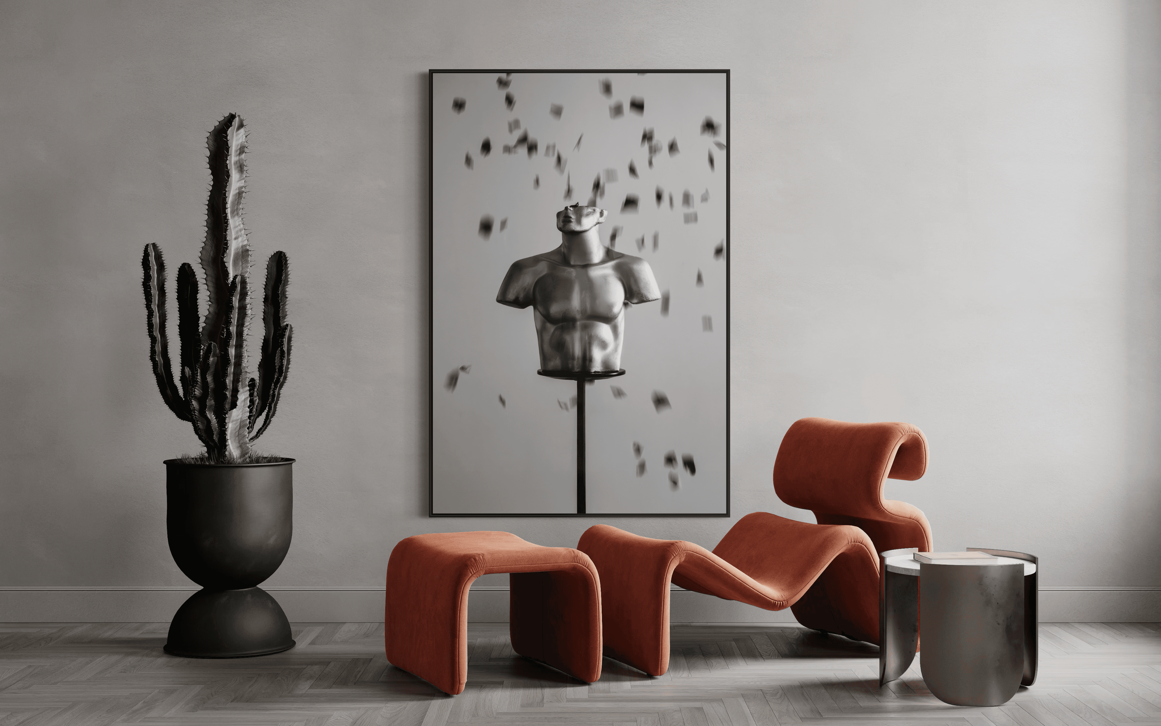 Artist standing and painting