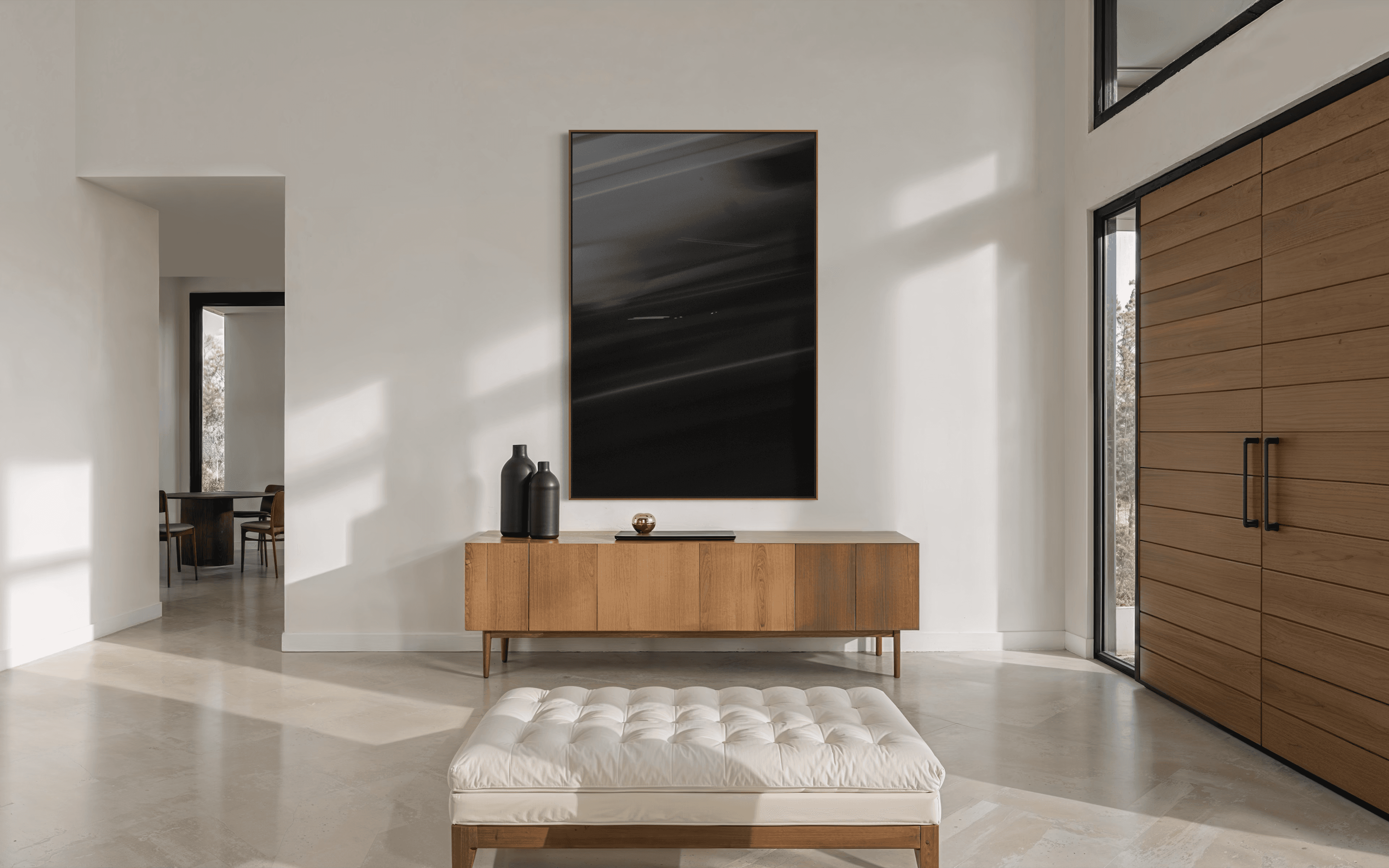 Modern living room with a painting on the wall