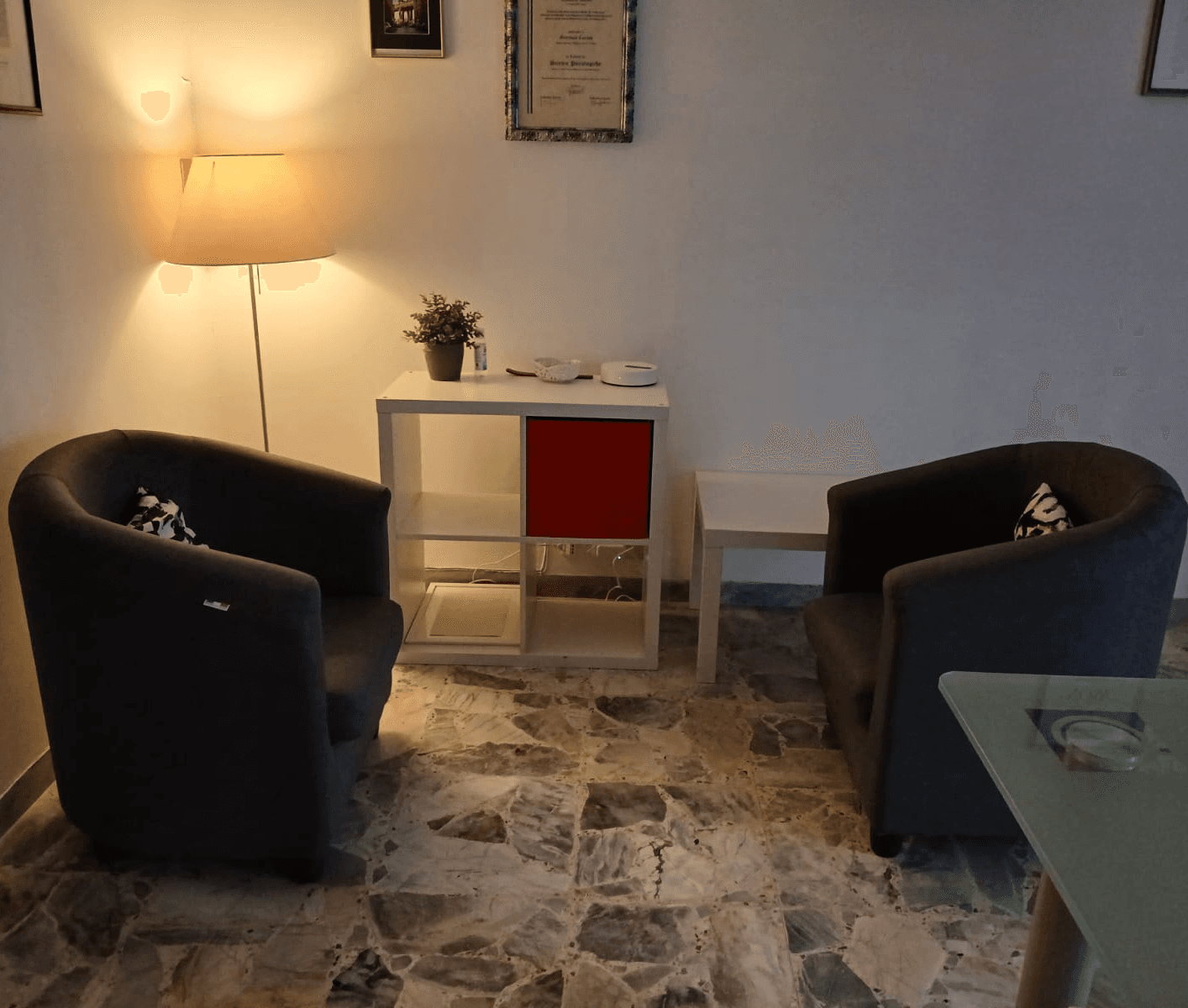 black desk beside bike