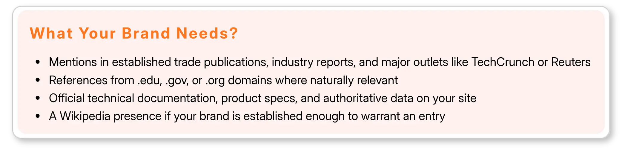 Authority-building requirements for AI brand visibility.