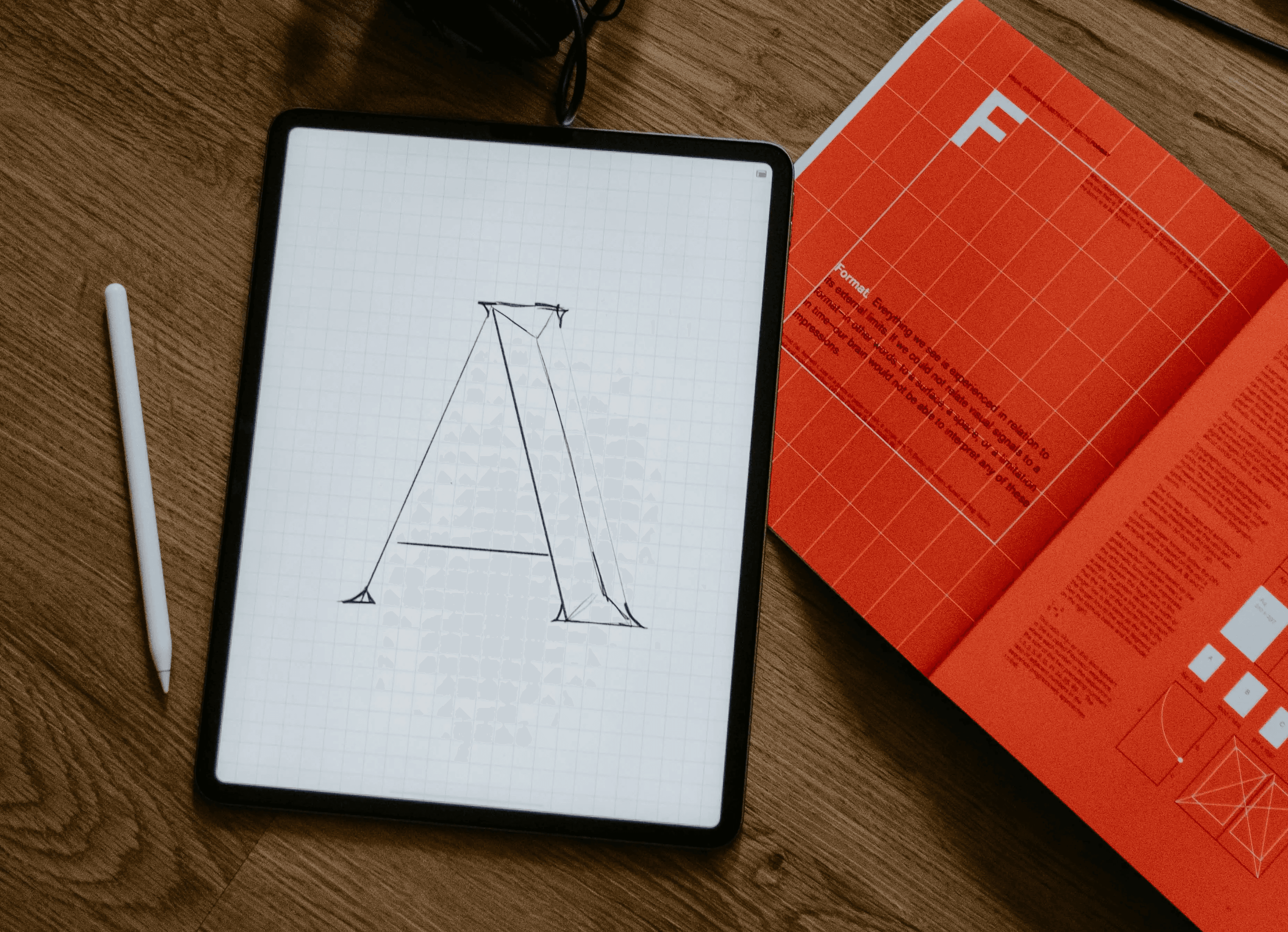 An iPad and a designer book