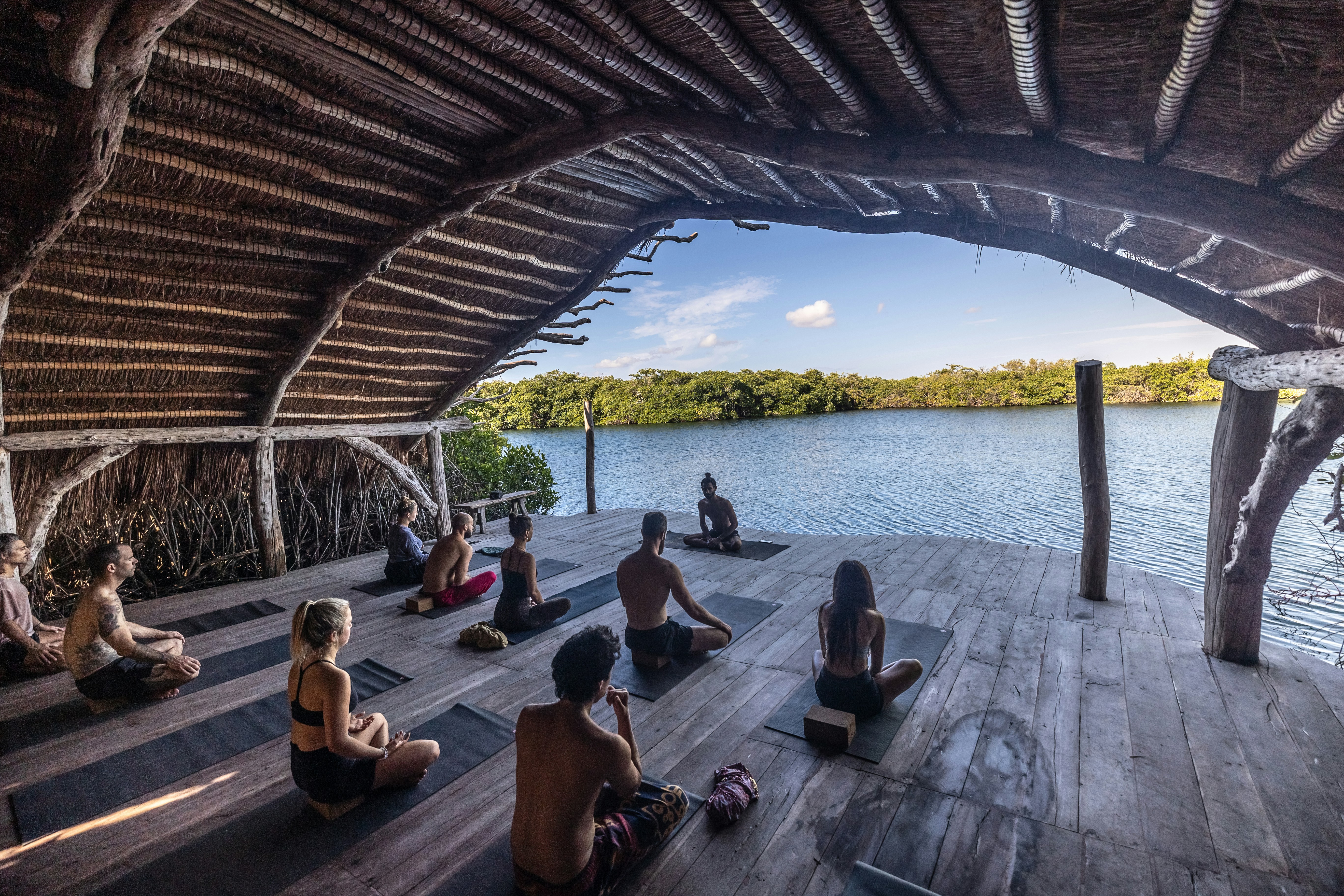 Yoga Class Overlooking a River