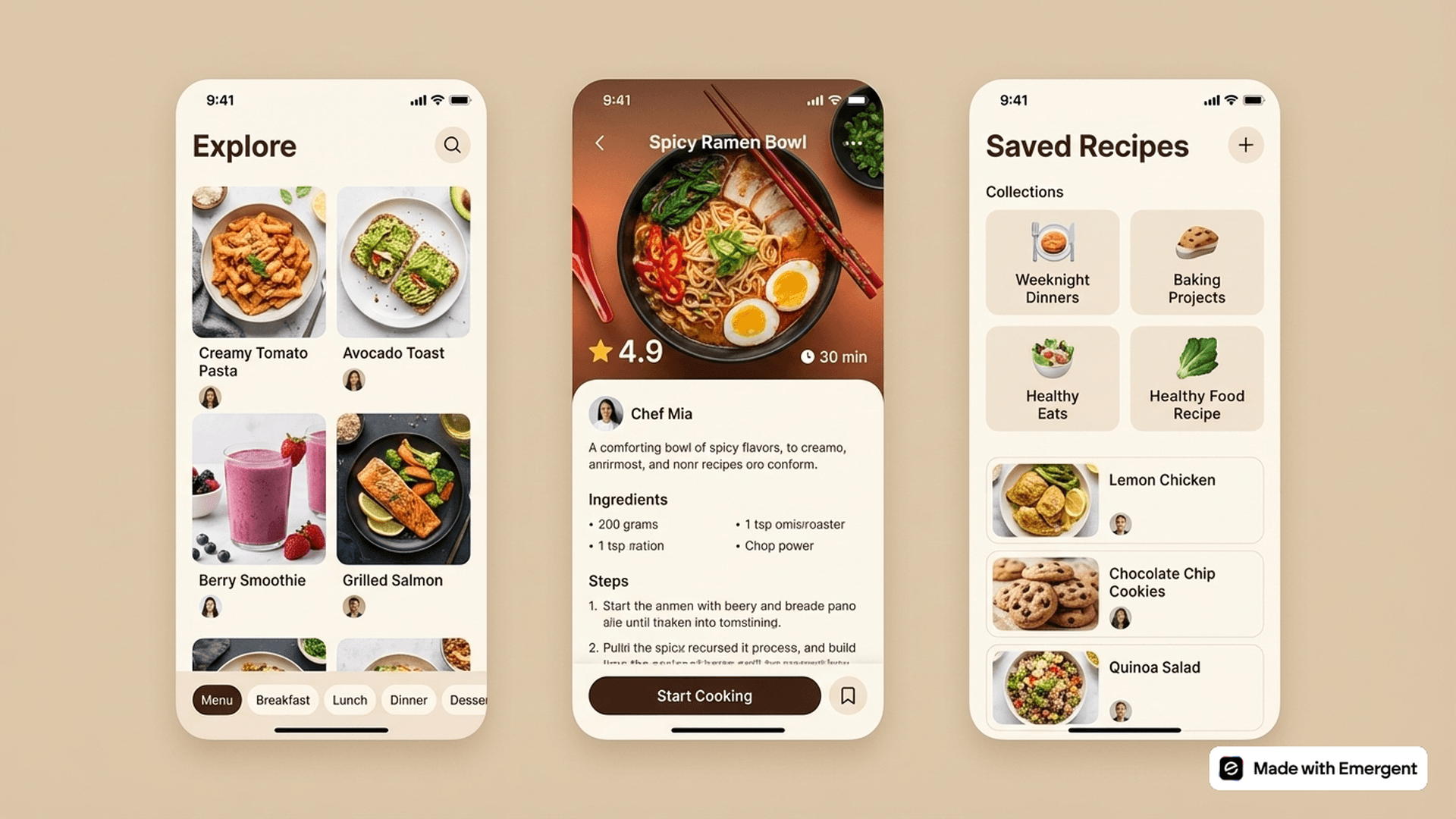 Receipe App Made with Emergent