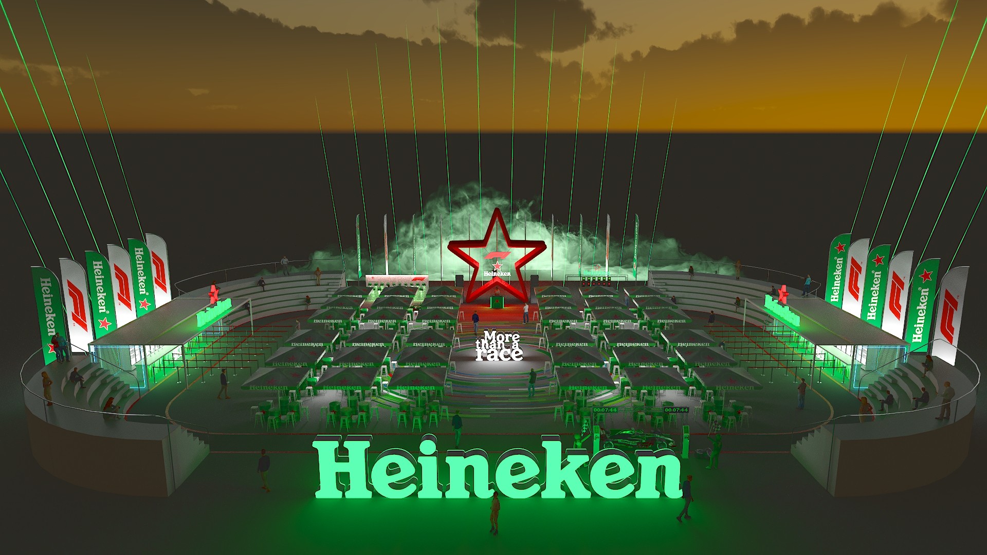 General layout visual of all brand zones for Heineken offline event in the UAE, designed by our team