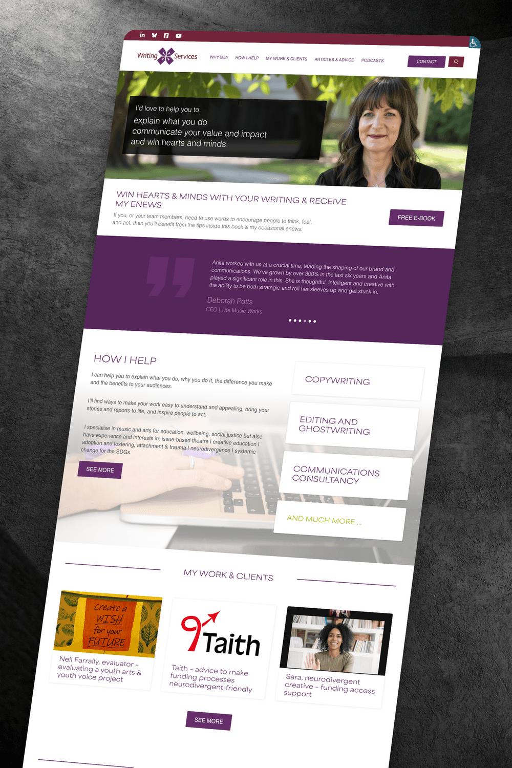 Writing Services  Website Mockup