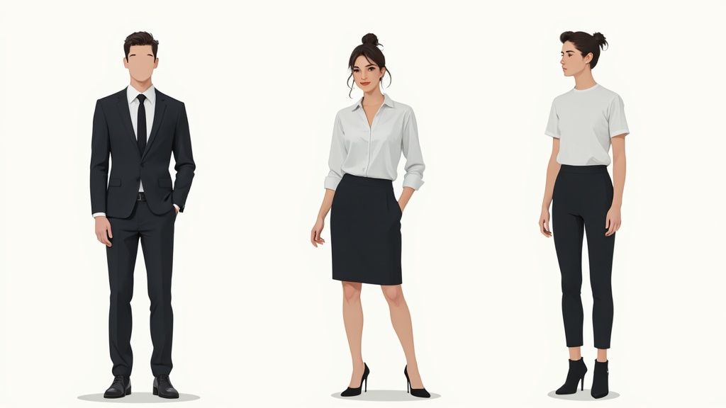 Eine Person in professioneller Business-Kleidung lächelt selbstbewusst für ein Bewerbungsfoto.