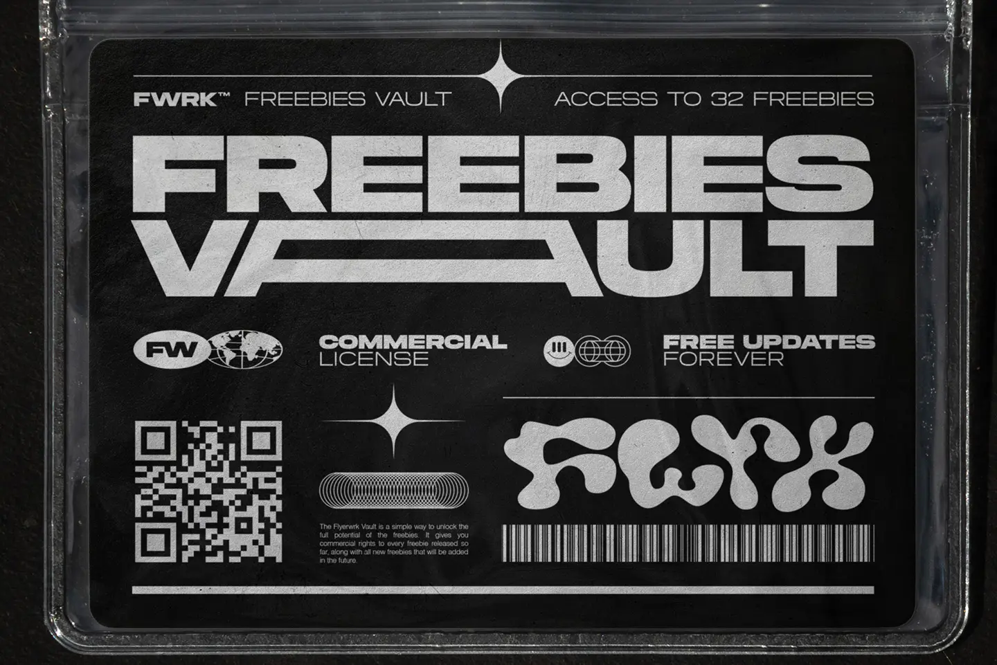 Flyerwrk Freebies Vault bundle preview with mockups textures apparel and design assets collection