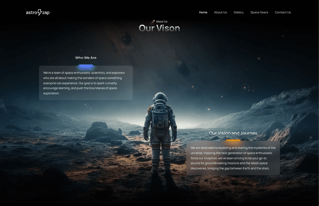 Astrozap Concept design - Space website